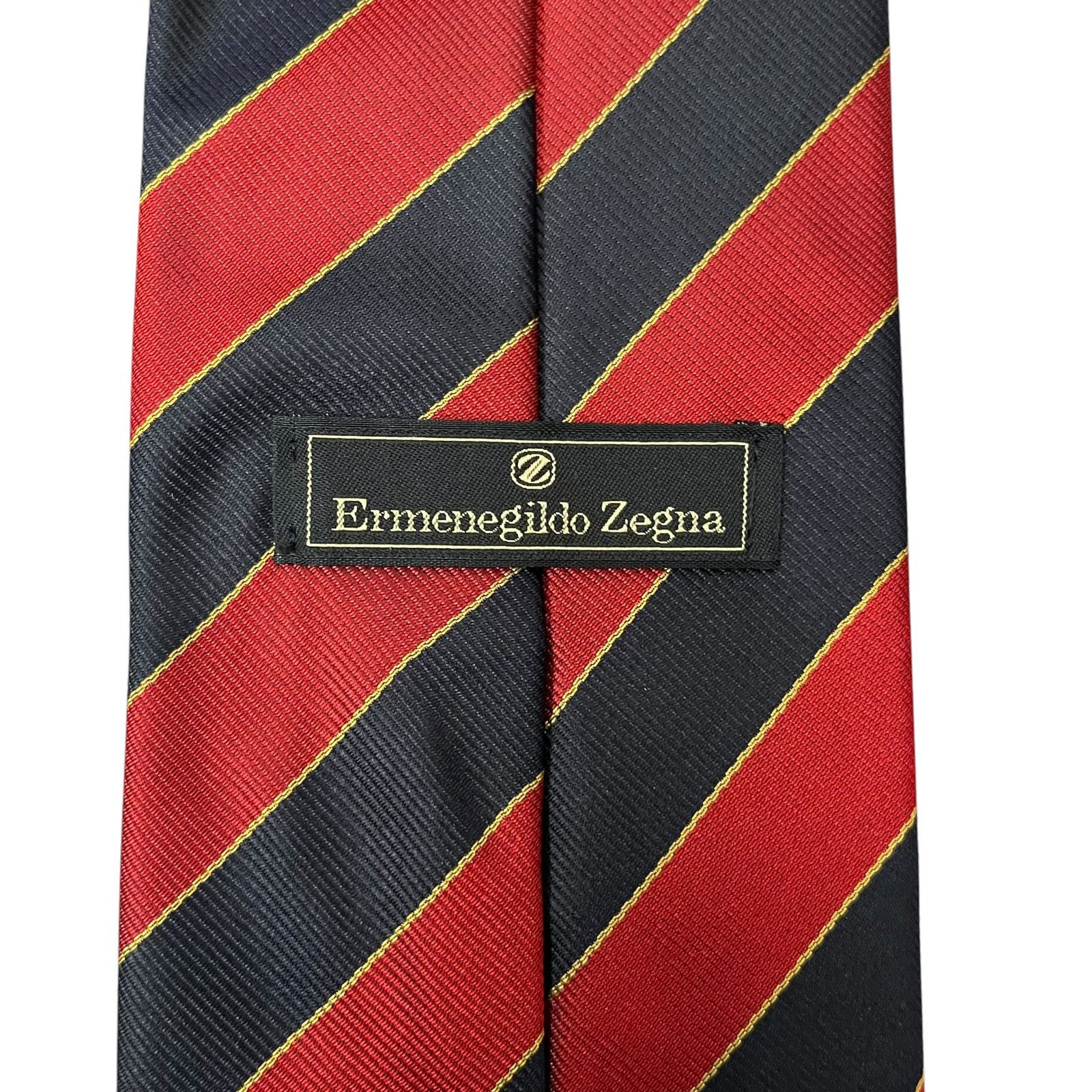 Ermenegildo Zegna Ermenegildo Zegna Regimental Striped Red Navy Blue Silk Tie Size ONE SIZE - 5 Thumbnail
