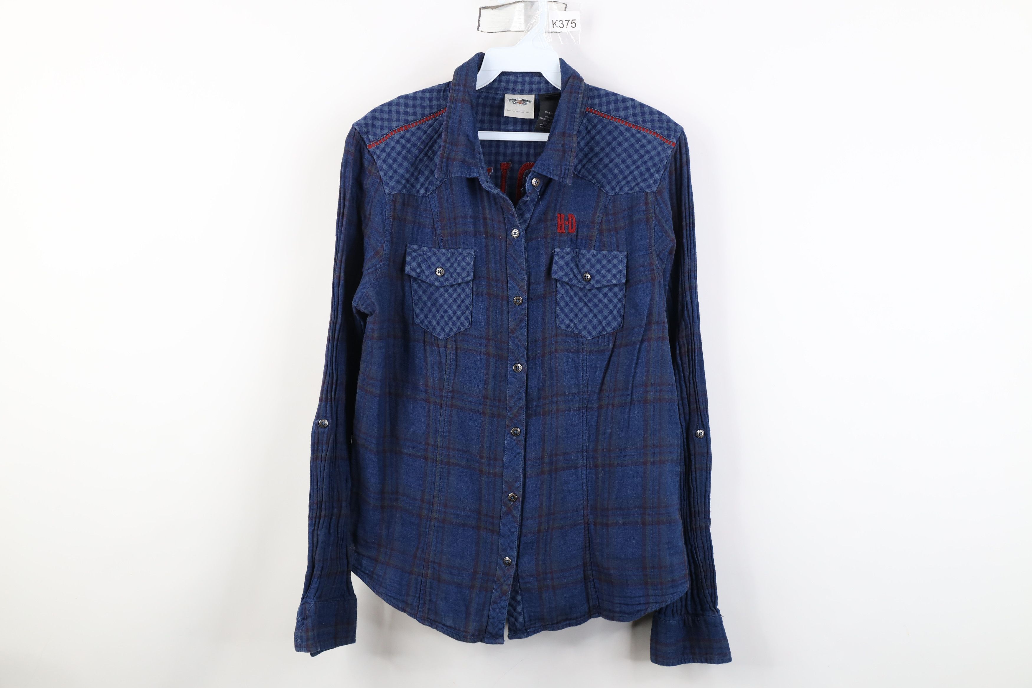 Harley Davidson Vintage Harley Davidson Flannel Collared Button Shirt Size L / US 10 / IT 46 - 1 Thumbnail