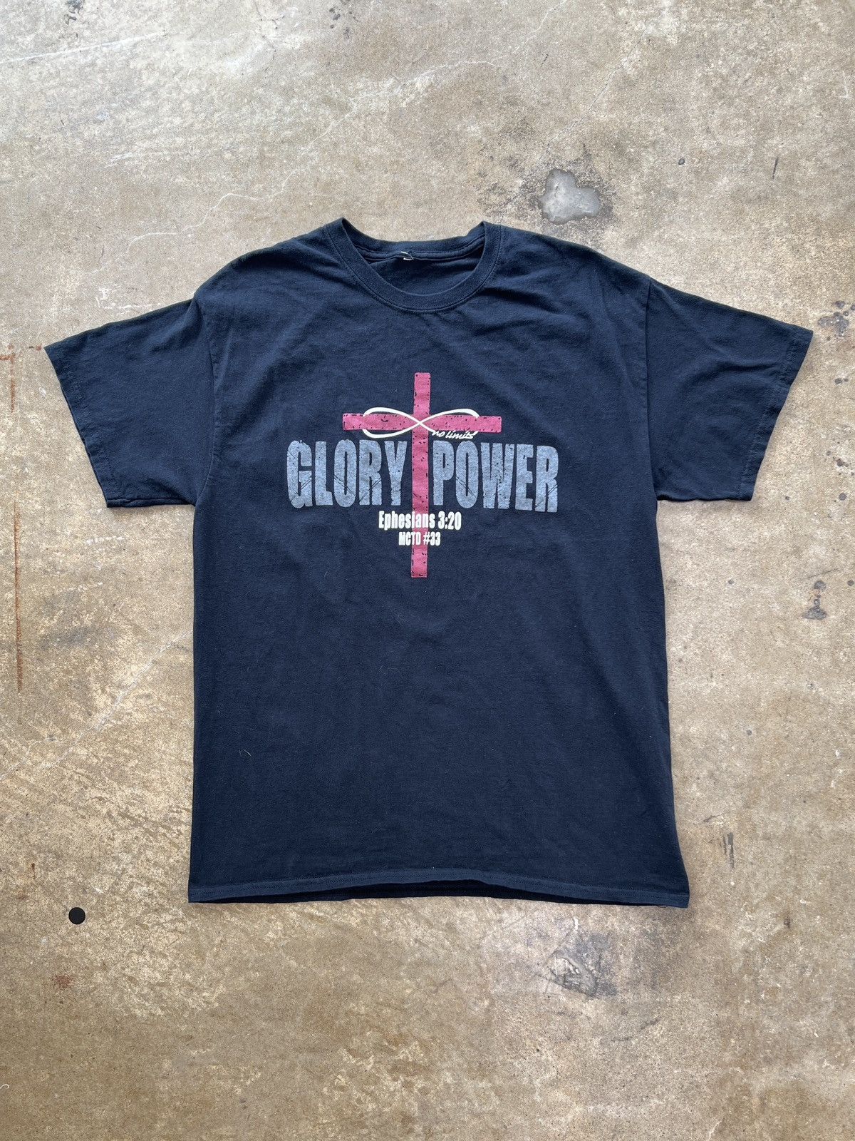 Vintage Vintage Religious Cross Glory Power Ephesians Bible Large Size US L / EU 52-54 / 3 - 2 Thumbnail