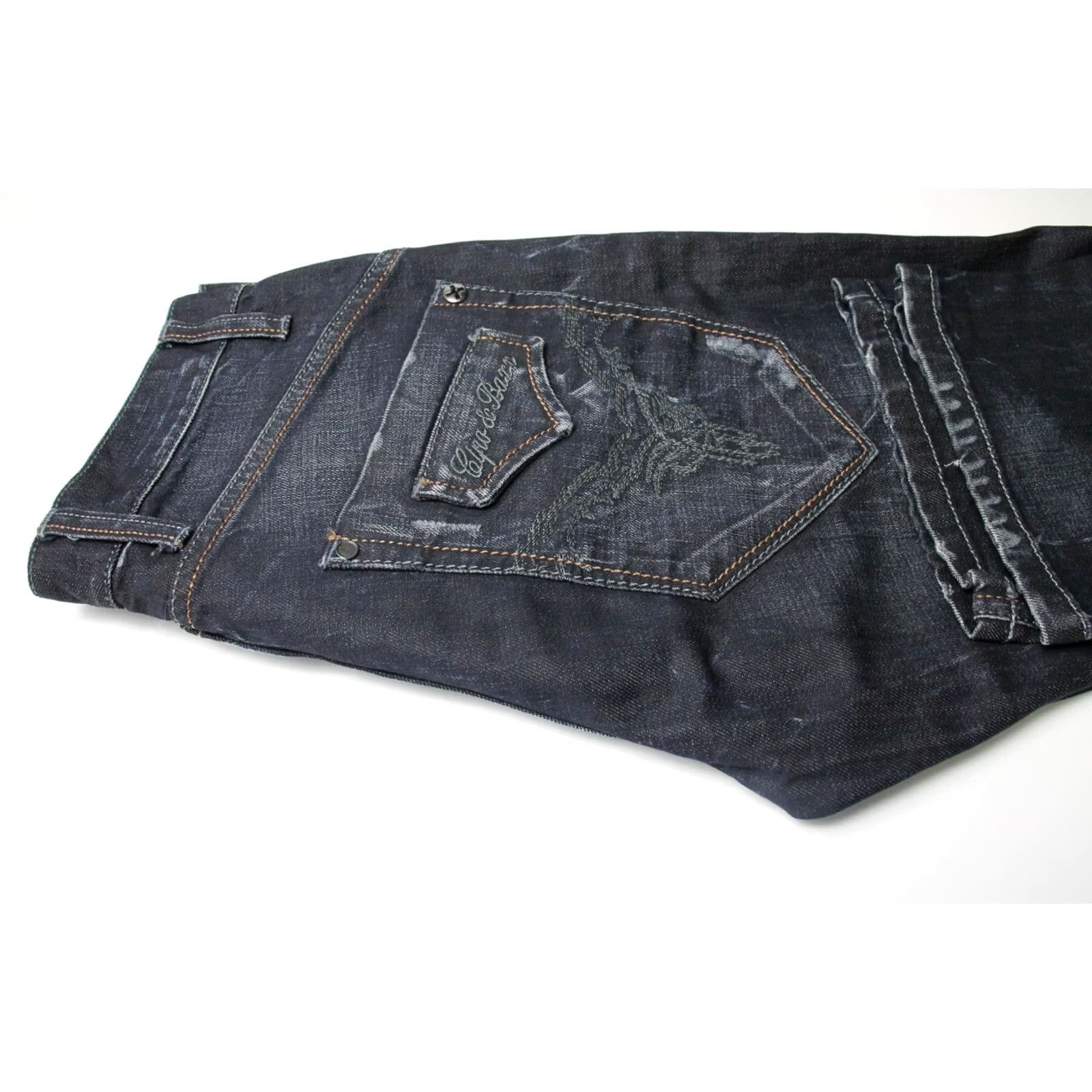 Vintage CIPO & Baxx Jeans Men's W31/L34 Blue Distressed Whiskers Faded Embroidered Jeans Size US 31 - 5 Thumbnail