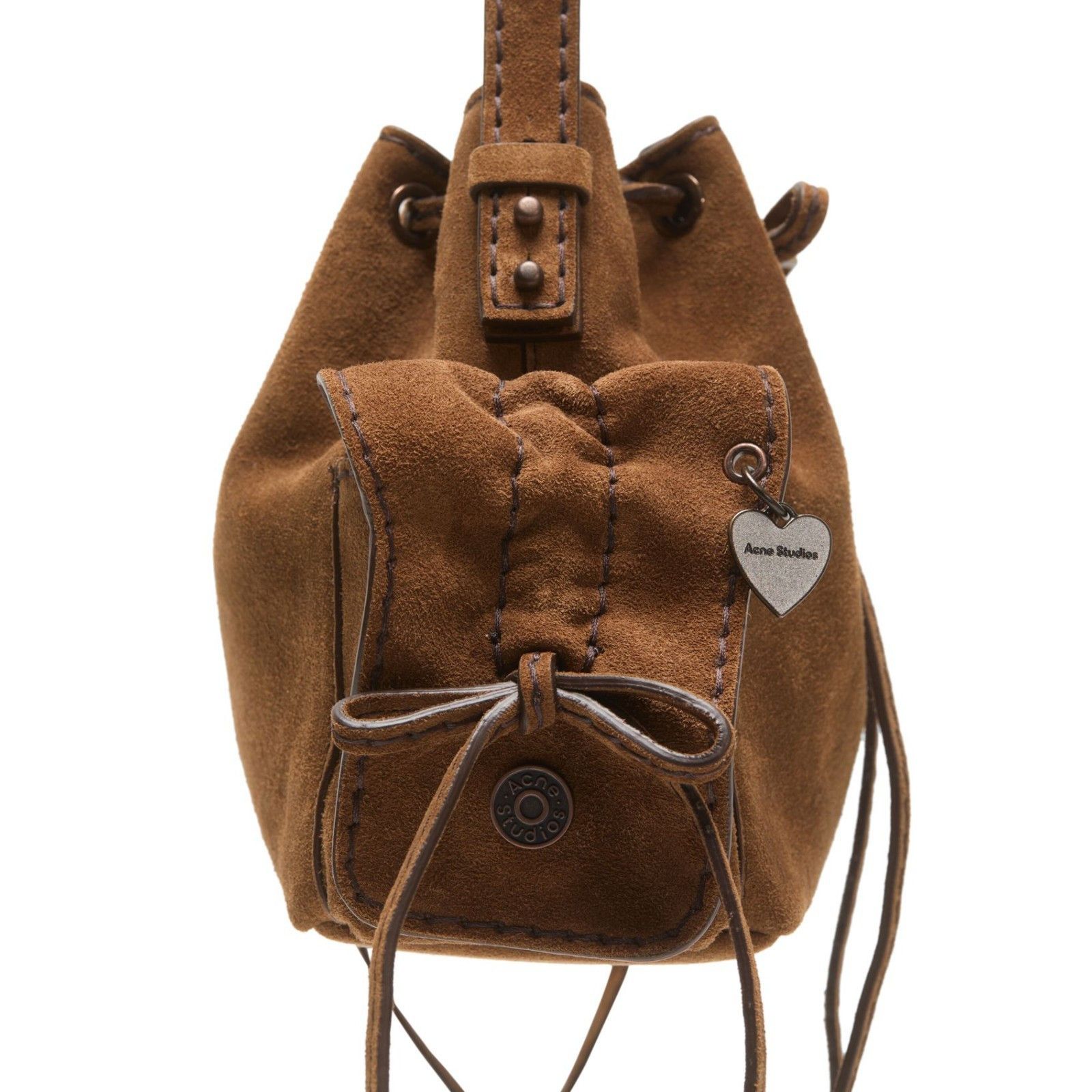 Acne Studios ACNE STUDIOS Mini COGNAC BROWN Multipocket suede bucket bag Size ONE SIZE - 3 Thumbnail