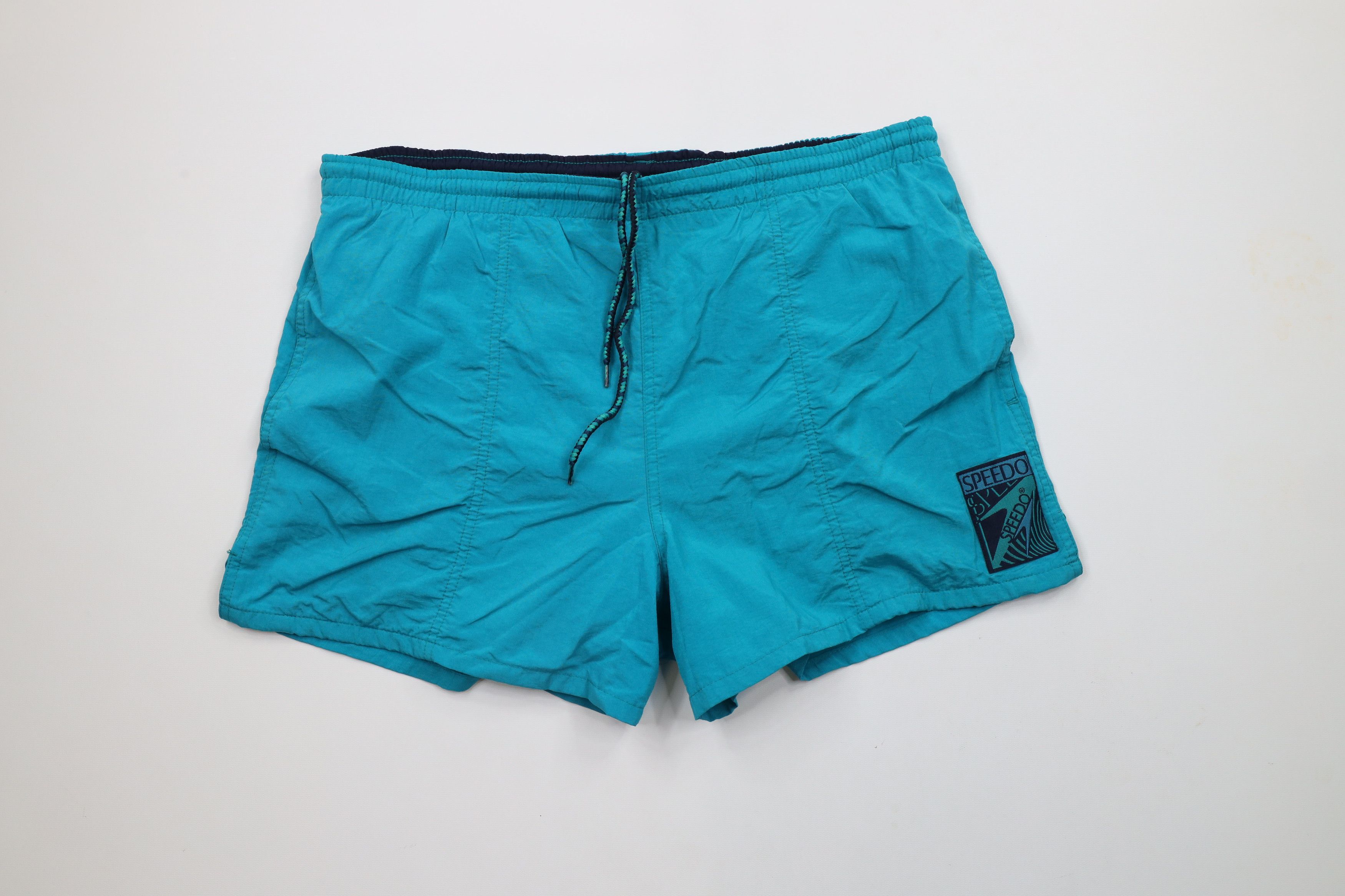 Speedo × Vintage Vintage 90s Speedo Lined Above Knee Shorts Trunks Blue Nylon Size US 36 / EU 52 - 1 Thumbnail