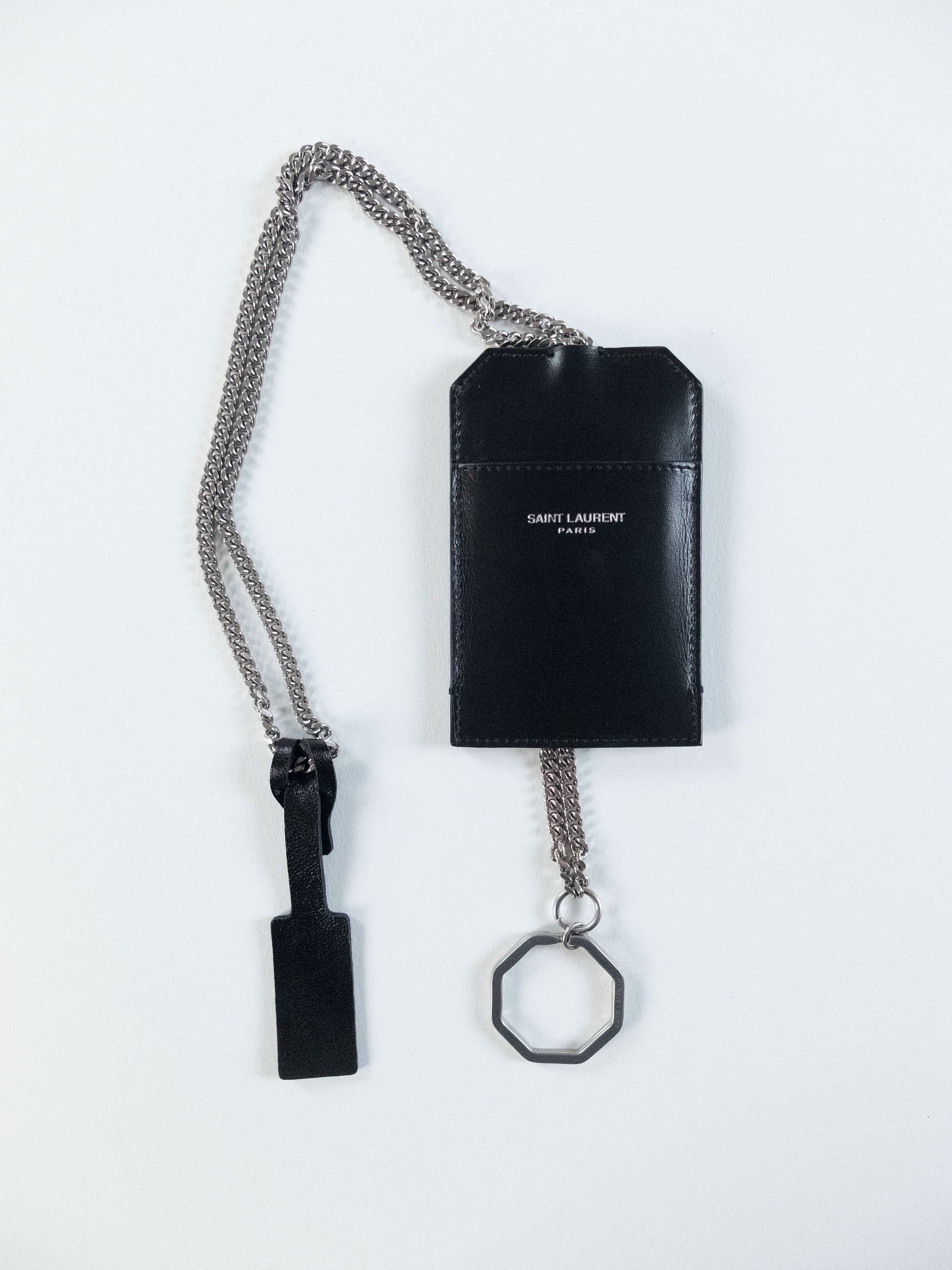 Saint Laurent Paris SAINT LAURENT black leather curb card holder + keyring q Size ONE SIZE - 8 Thumbnail