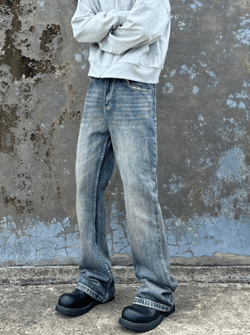 Japanese Brand Washed distressed men's vintage versatile flared jeans Size US 32 / EU 48 - 1 Thumbnail