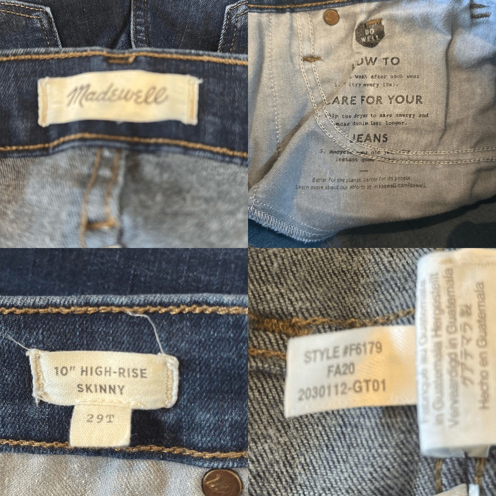 Madewell Madewell Jeans Women Skinny Dark Wash 10” High Rise 29T F6179 Tall 28 30” Inseam Blue Style Skinny Mens Womens Girls Size 28" / US 6 / IT 42 - 8 Thumbnail