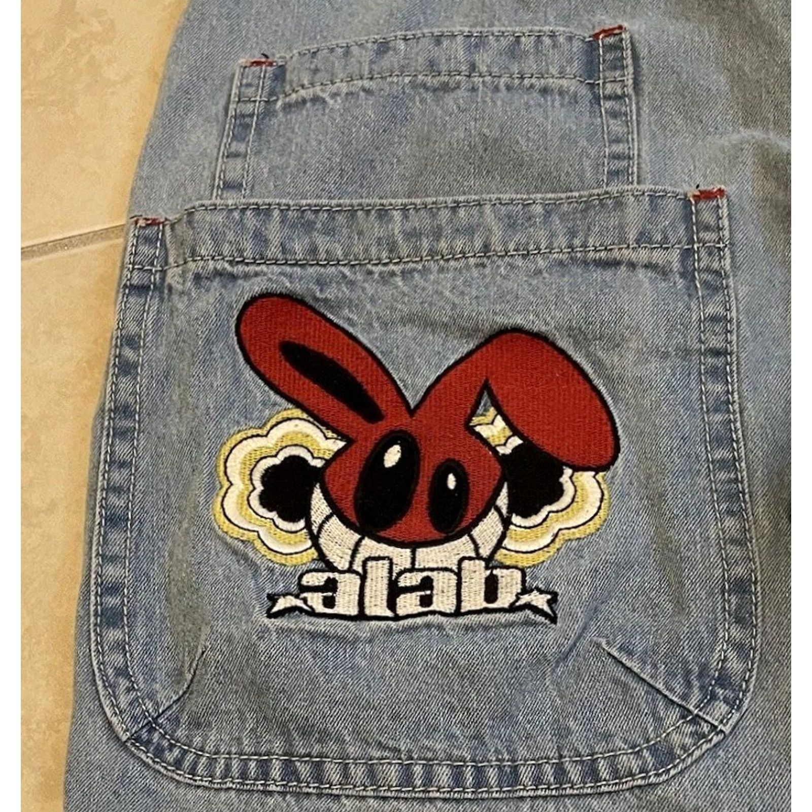 Vintage ALAB Distress Baggy Jeans 36 Sk es Rave Grunge Punk Vintage 90s Y2K Jnco Interstate Jeans Men Blue Wide-Leg Distressed 36 Mens Size US 36 / EU 52 - 3 Thumbnail