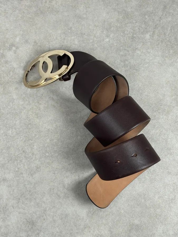 Chanel Chanel Brown Leather Gold-Tone Buckle Belt Size ONE SIZE - 7 Thumbnail