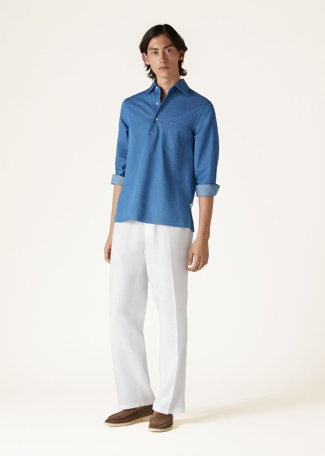 Loro Piana o1srvl11e0325 FAO0318 Denim Shirt in Blue Size US XL / EU 56 / 4 - 5 Thumbnail
