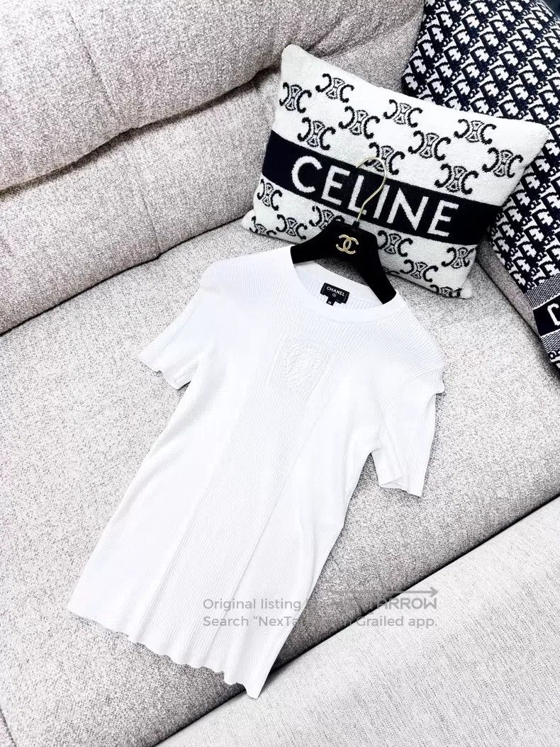 Chanel Chanel Embroidered love logo knitted short sleeves Size XS / US 0-2 / IT 36-38 - 2 Thumbnail