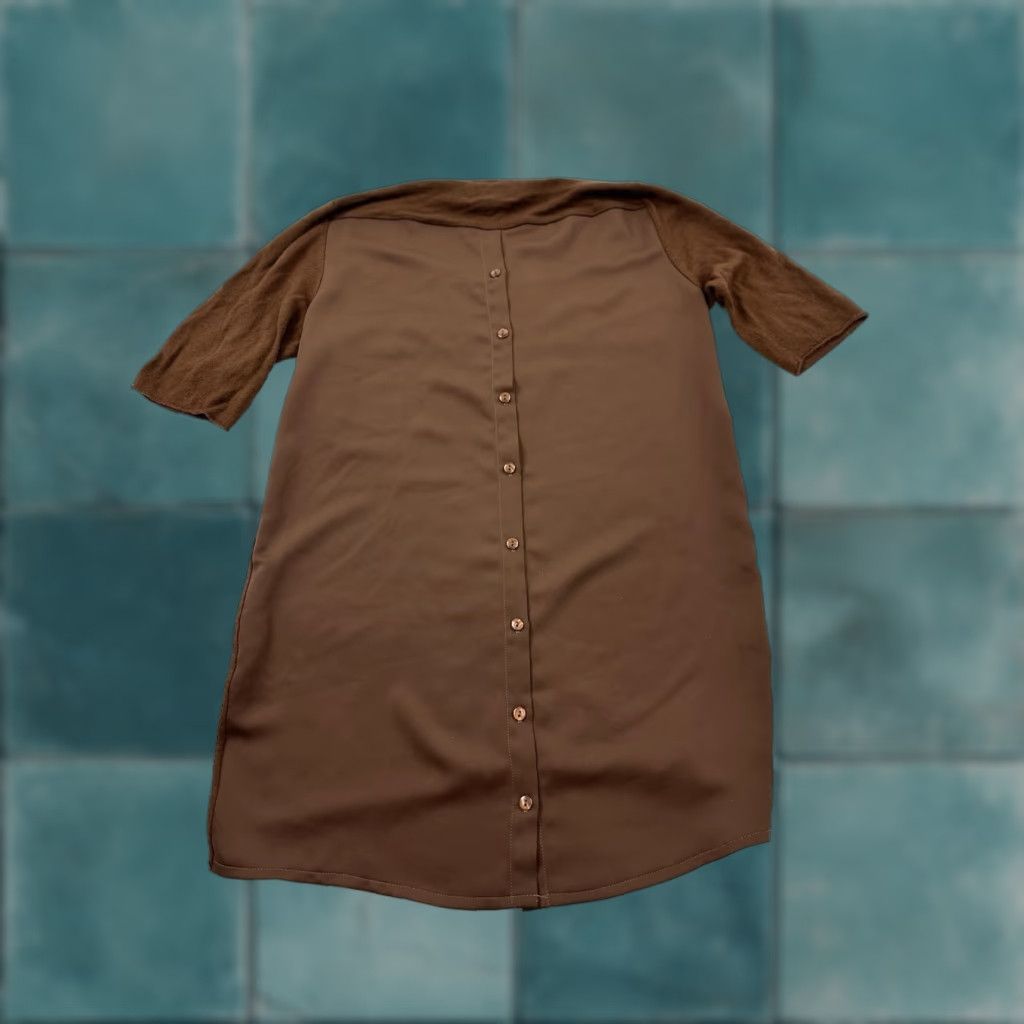 Vintage Hotel Particulier Blouse Shirt Medium M Brown Bell Sleeve Round Neck Embroidered Lace Pleated Back Button Tunic Womens Size M / US 6-8 / IT 42-44 - 1 Thumbnail