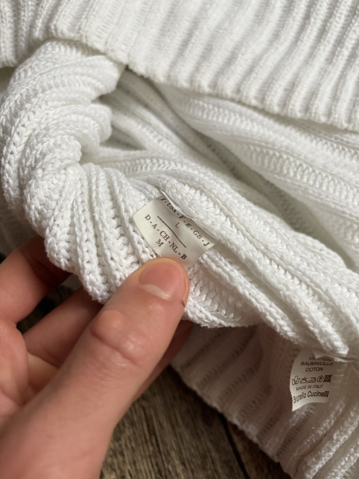 Brunello Cucinelli Brunello Cucinelli English Rib Knit White Sweater Size Large Size L / US 10 / IT 46 - 8 Thumbnail