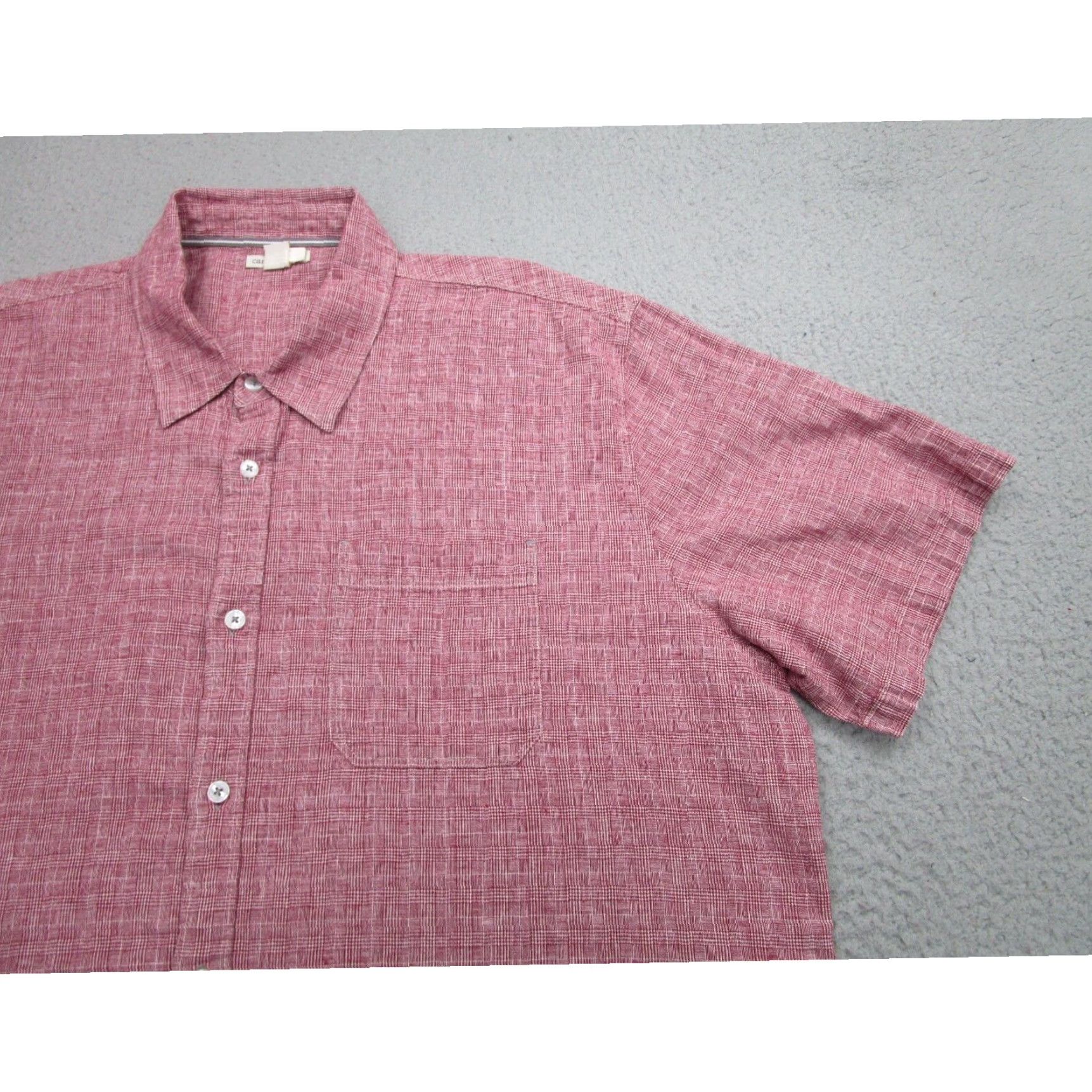 Vintage Carbon2Cobalt Mens Shirt XL Extra Large Red Linen Blend Woven Chambray Size US XL / EU 56 / 4 - 2 Thumbnail