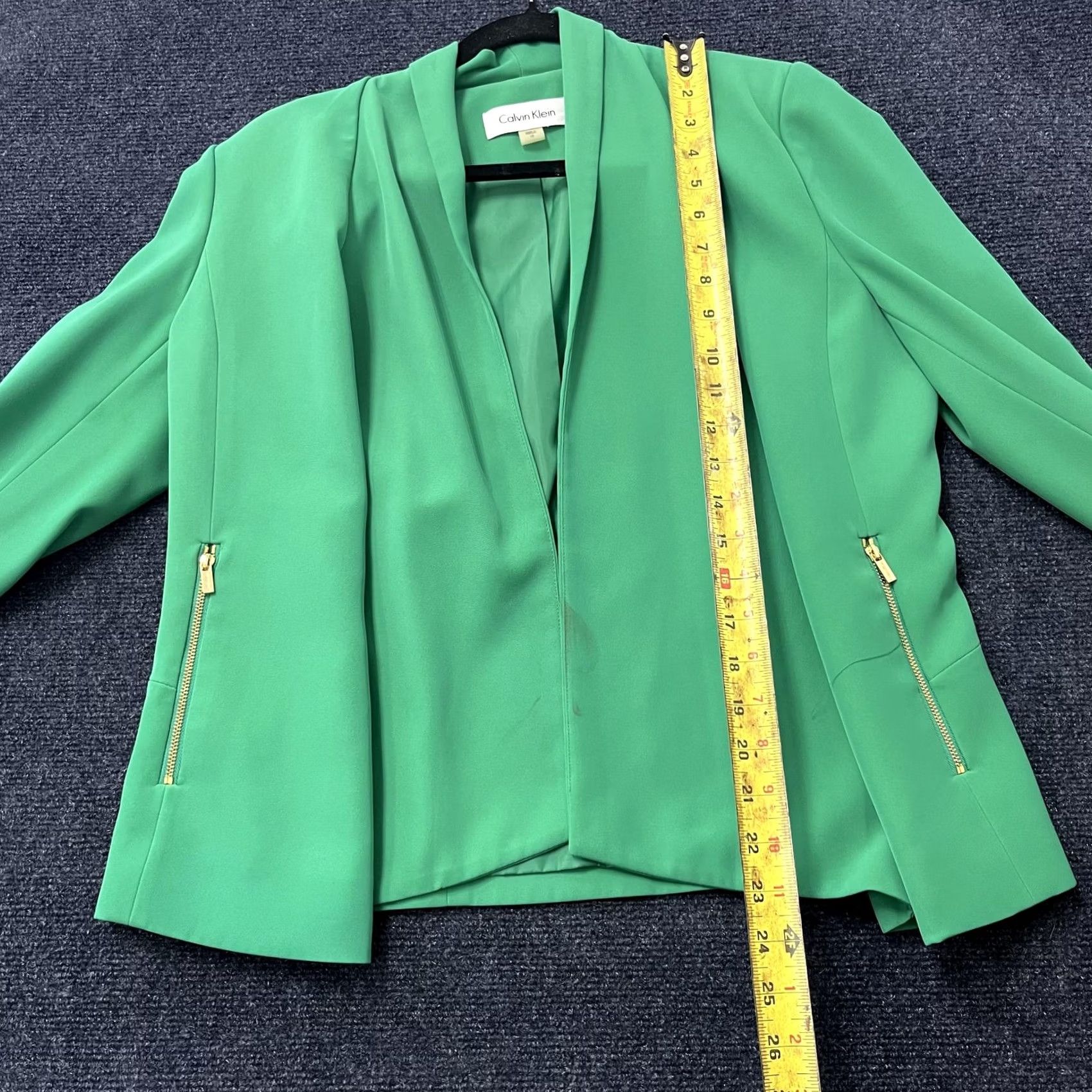 Calvin Klein Calvin Klein Blazer Jacket Womens 10 Green Open Front Zip Pockets Lined Career Blazer Jacket Women 10 Green Career Blazer Womens Mens? Size L / US 10 / IT 46 - 7 Thumbnail