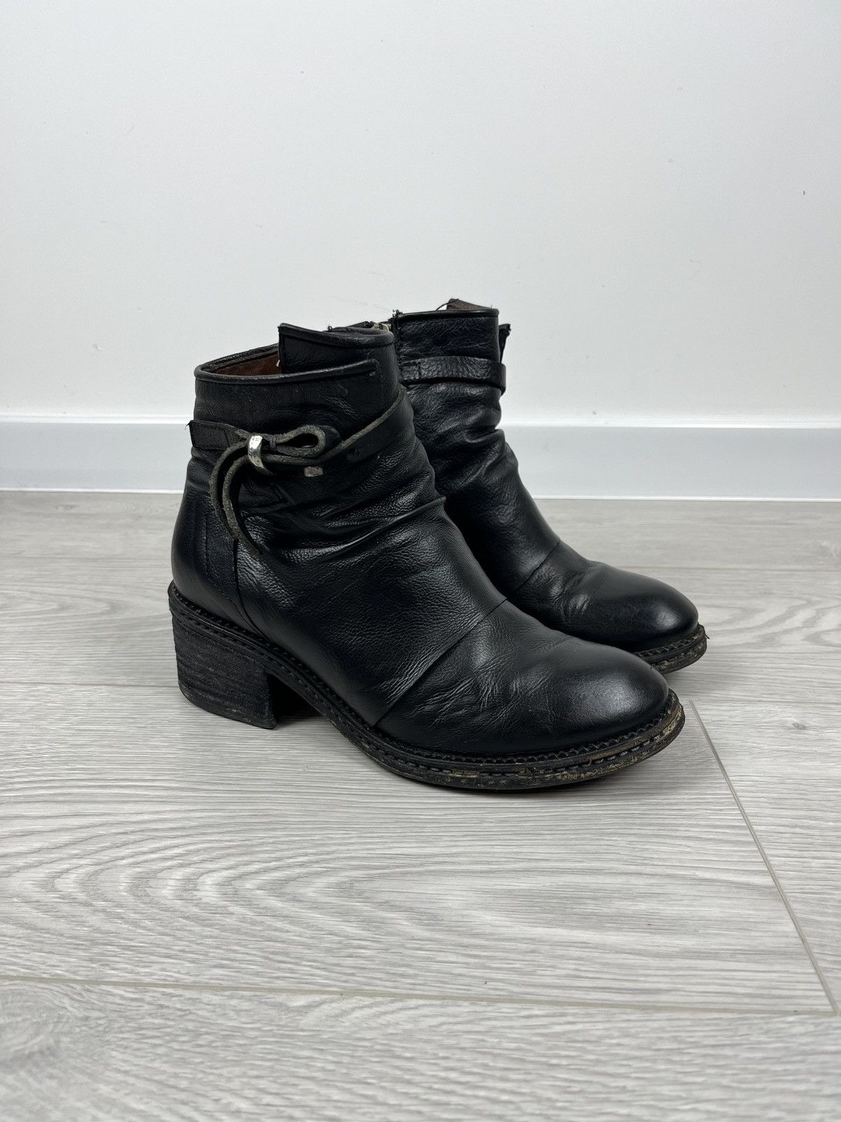 A.S.98 × Leather Airsteps A.S. 98 Black Leather Heel Zip Avante Garde Boots Size US 7 / IT 37 - 1 Thumbnail