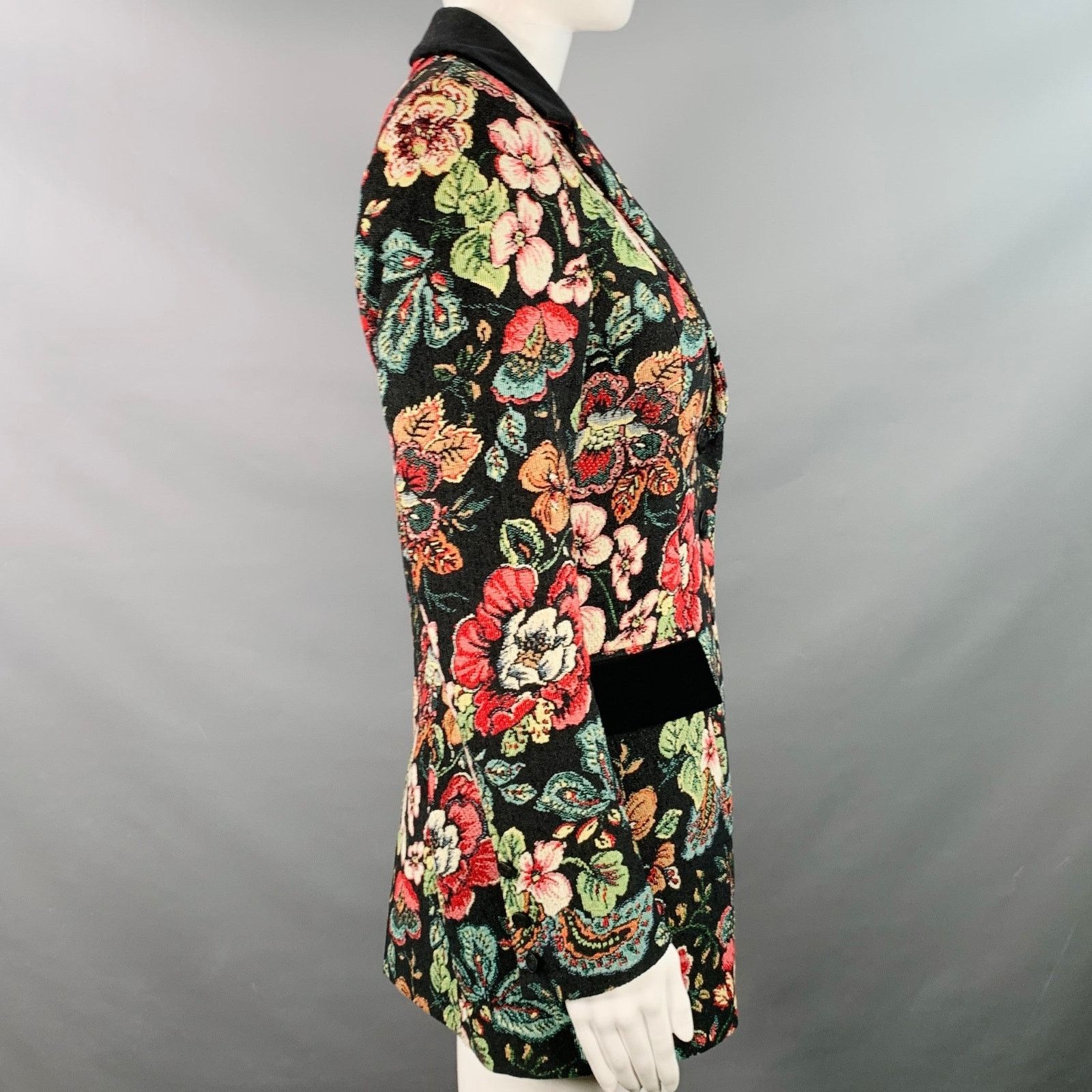 Other 4 Saskia Black Multi-Color Jacquard Jacket Blazer Size S / US 4 / IT 40 - 4 Thumbnail