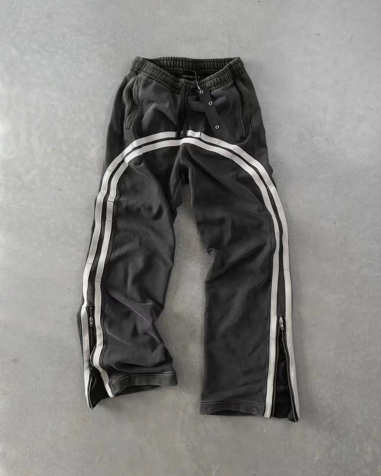 Japanese Brand × Vintage Double Stripe Embroided Zipper Leg Pants Size US 33 - 1 Thumbnail