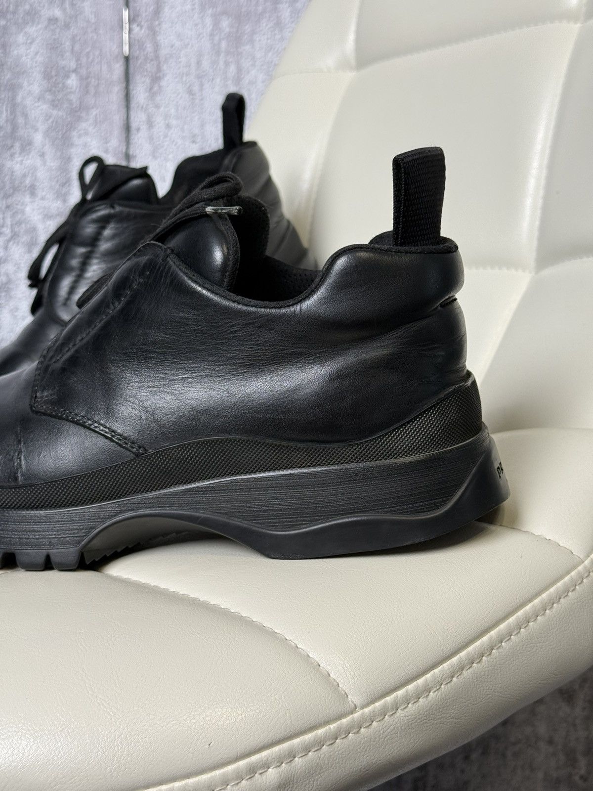 Prada Prada Black Leather Boots Men’s Lug Sole Shoes Made in Italy Size US 9 / EU 42 - 4 Thumbnail