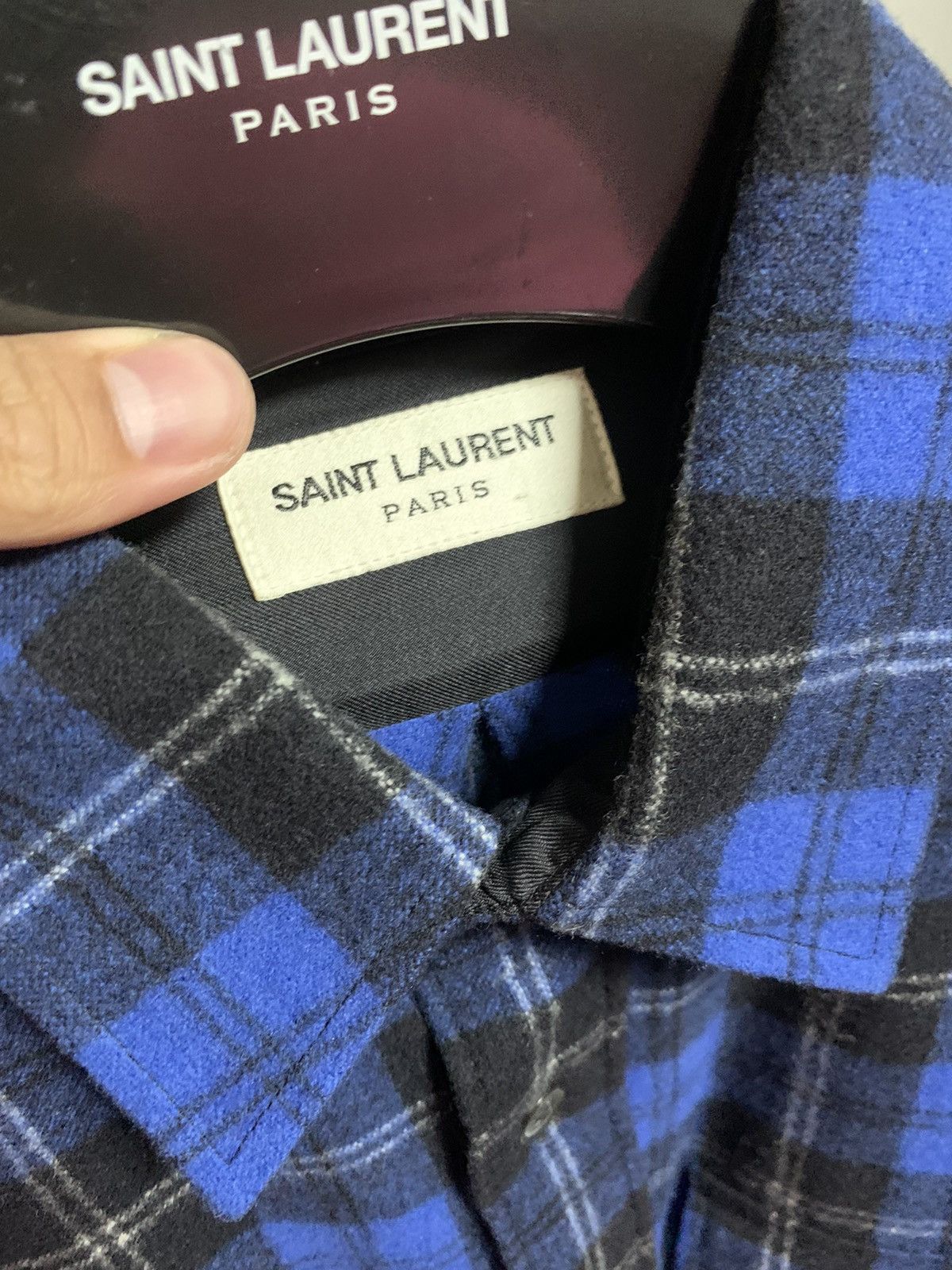 Saint Laurent Paris Saint Laurent 2013FW Blue plaid wool shirt Size US S / EU 44-46 / 1 - 2 Thumbnail