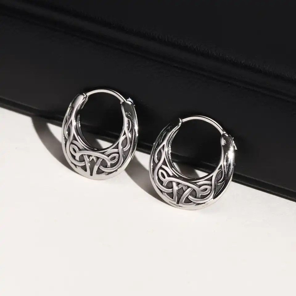 Jewelry × Vintage Men Nordic Viking Knot Hoop Earrings Size ONE SIZE - 6 Thumbnail