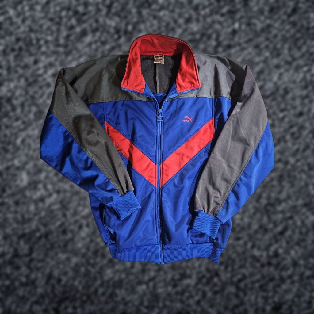Puma VINTAGE PUMA Jacket Sports Track Style Full Zip Mens S Red White & Blue Geometric Logo Zipper Windbreaker 90s Theme Casual Size US S / EU 44-46 / 1 - 1 Thumbnail
