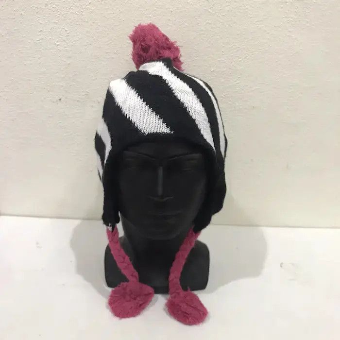 Japanese Brand × Vintage North Peak Stripe Jail Earflap Beanie Hat Size ONE SIZE - 3 Thumbnail