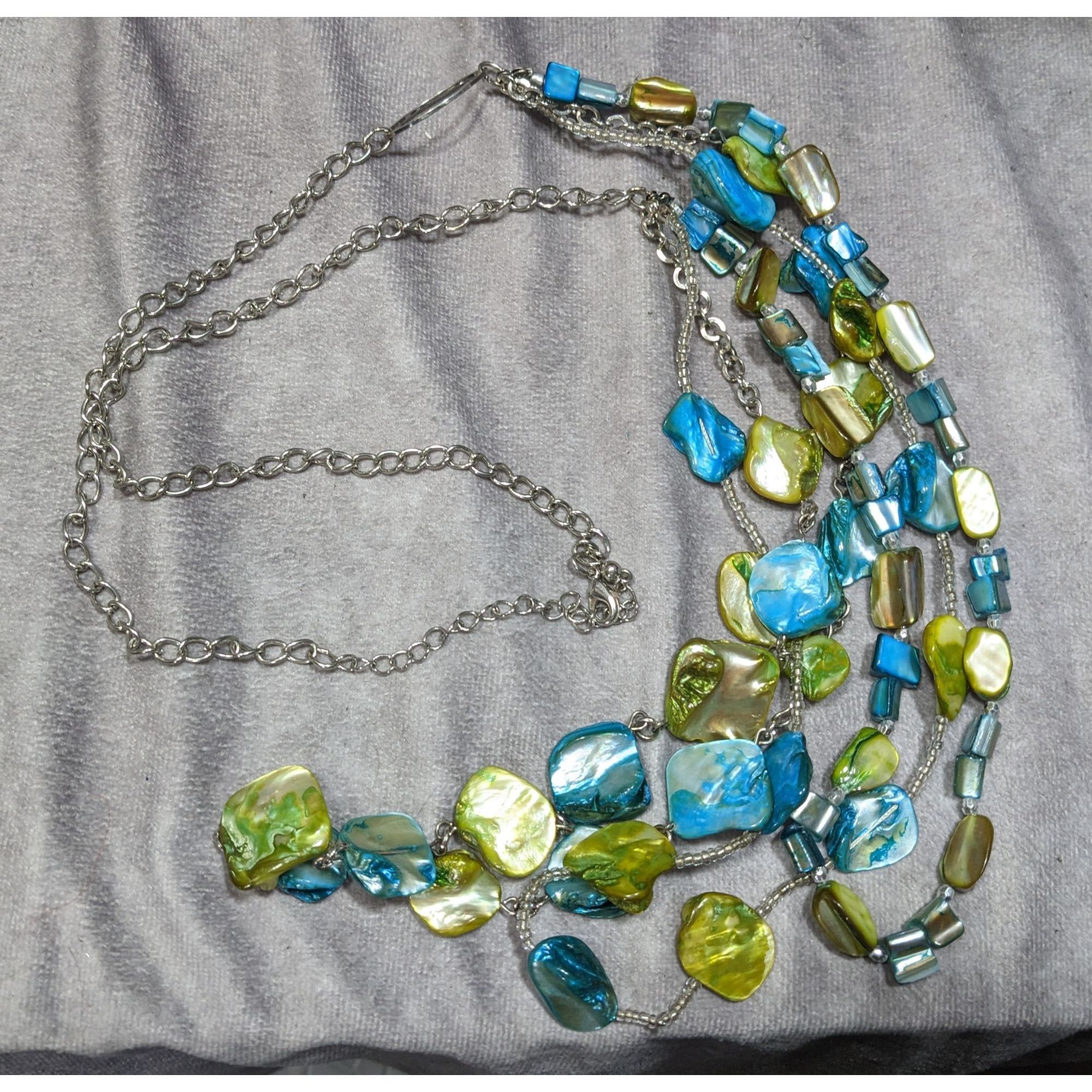 Other Mermaidcore Bohemian Layered Blue & Green Beaded Necklace Wi Size ONE SIZE - 4 Thumbnail
