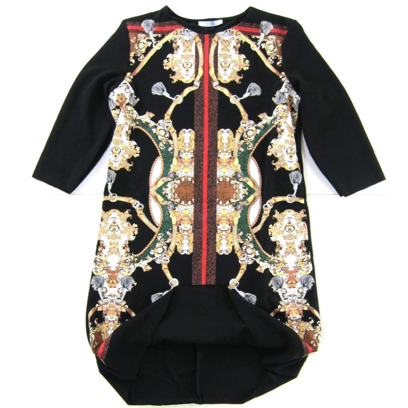 Zara VINTAGE Zara Dress 3/4 Sleeve Tunic Shift Black Paisley Stretch NWT Small Women Sh Size S / US 4 / IT 40 - 6 Thumbnail