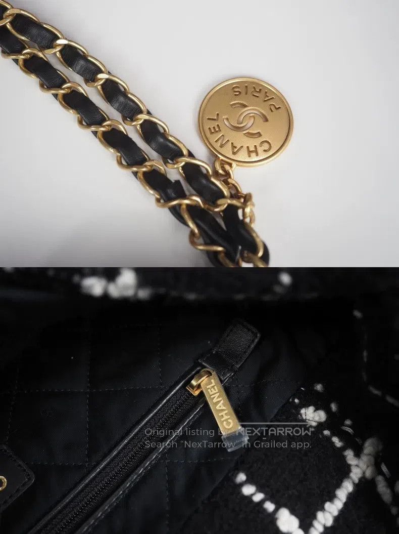 Chanel Chanel Black and White Herringbone 22BAG Medium Size Color Size ONE SIZE - 8 Thumbnail