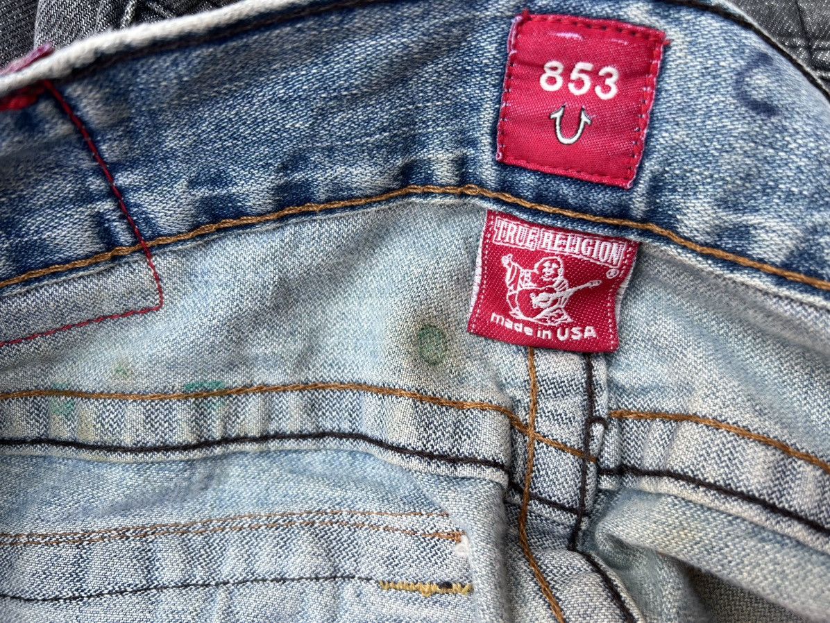 True Religion VTG 00s TR Big Rig Stone&Tint Rips Patchwork Flare Jeans Size US 34 / EU 50 - 23 Thumbnail