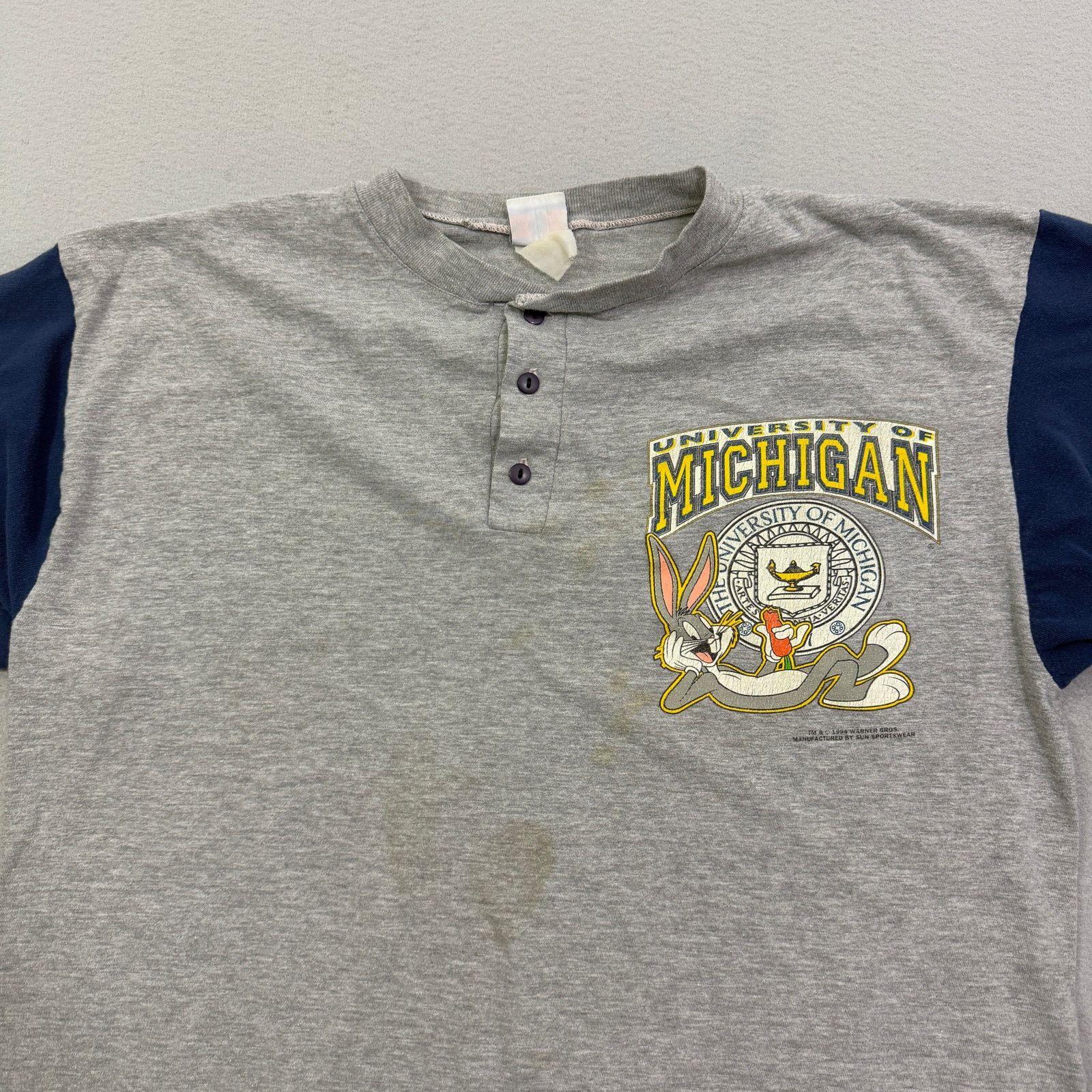 Vintage Vintage University of Michigan Wolverines Bugs Bunny Henley Size US XL / EU 56 / 4 - 2 Thumbnail