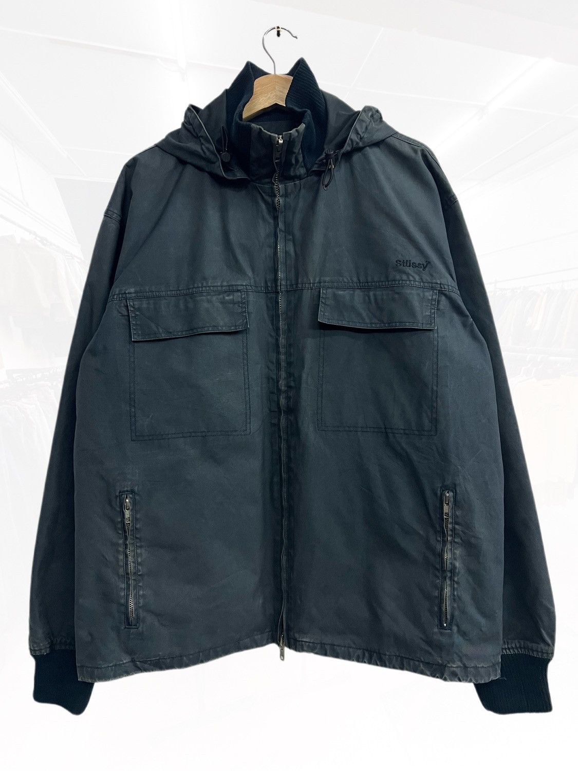 Stussy Short Parka Waxed Linen | Grailed