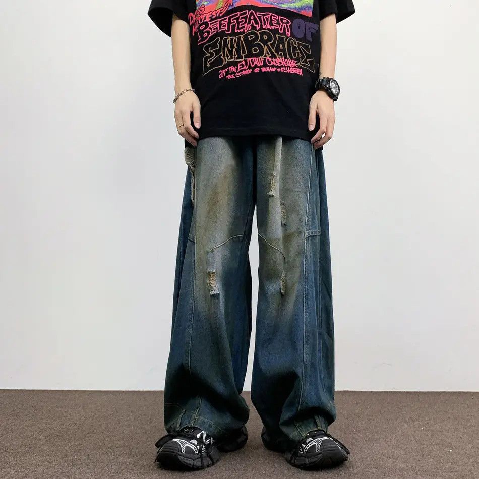 Japanese Brand × Jean Retro loose wide leg casual straight leg jeans Size US 32 / EU 48 - 1 Thumbnail