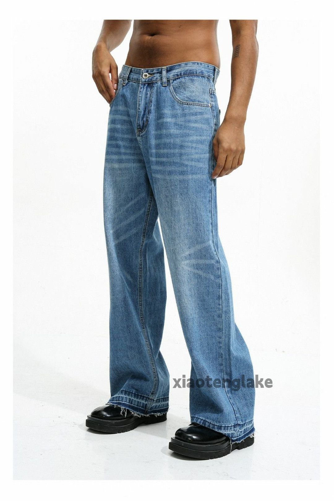 Jean × Vintage washed faded cleanfit yuppie loose baggy flared jeans Size US 30 / EU 46 - 3 Thumbnail