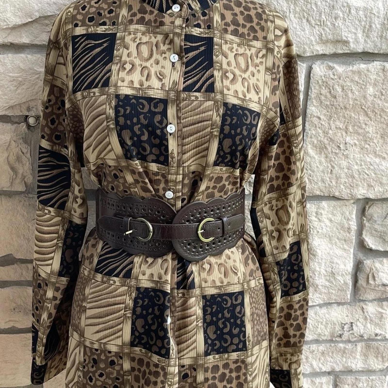 Other Vintage 80s Heritage Road Button Front Pattern Blouse Top L Size L / US 10 / IT 46 - 1 Thumbnail