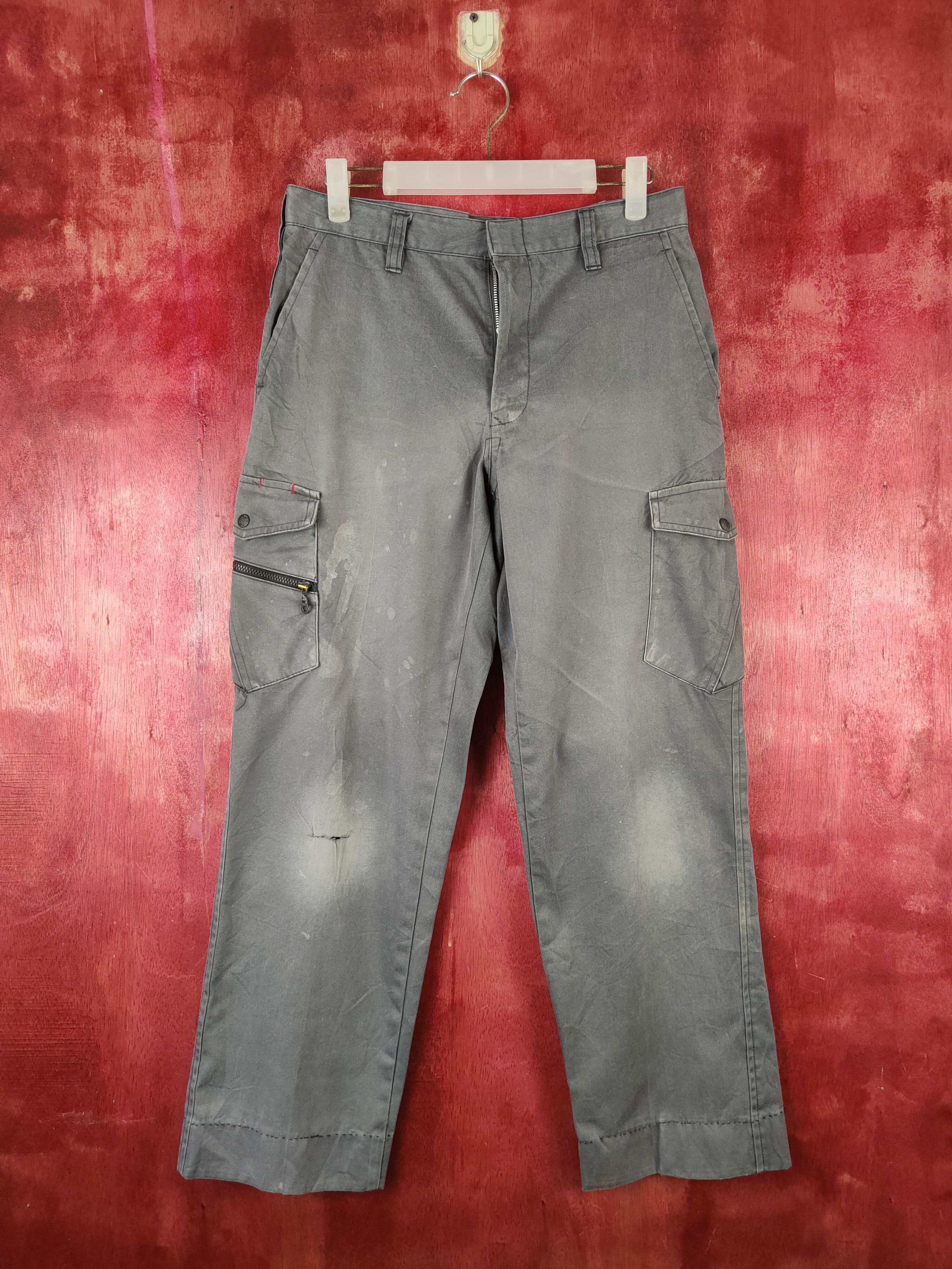 image of Vintage W.impact Dark Gray Faded Multipocket Cargo Pants S1320, Men's (Size 31)