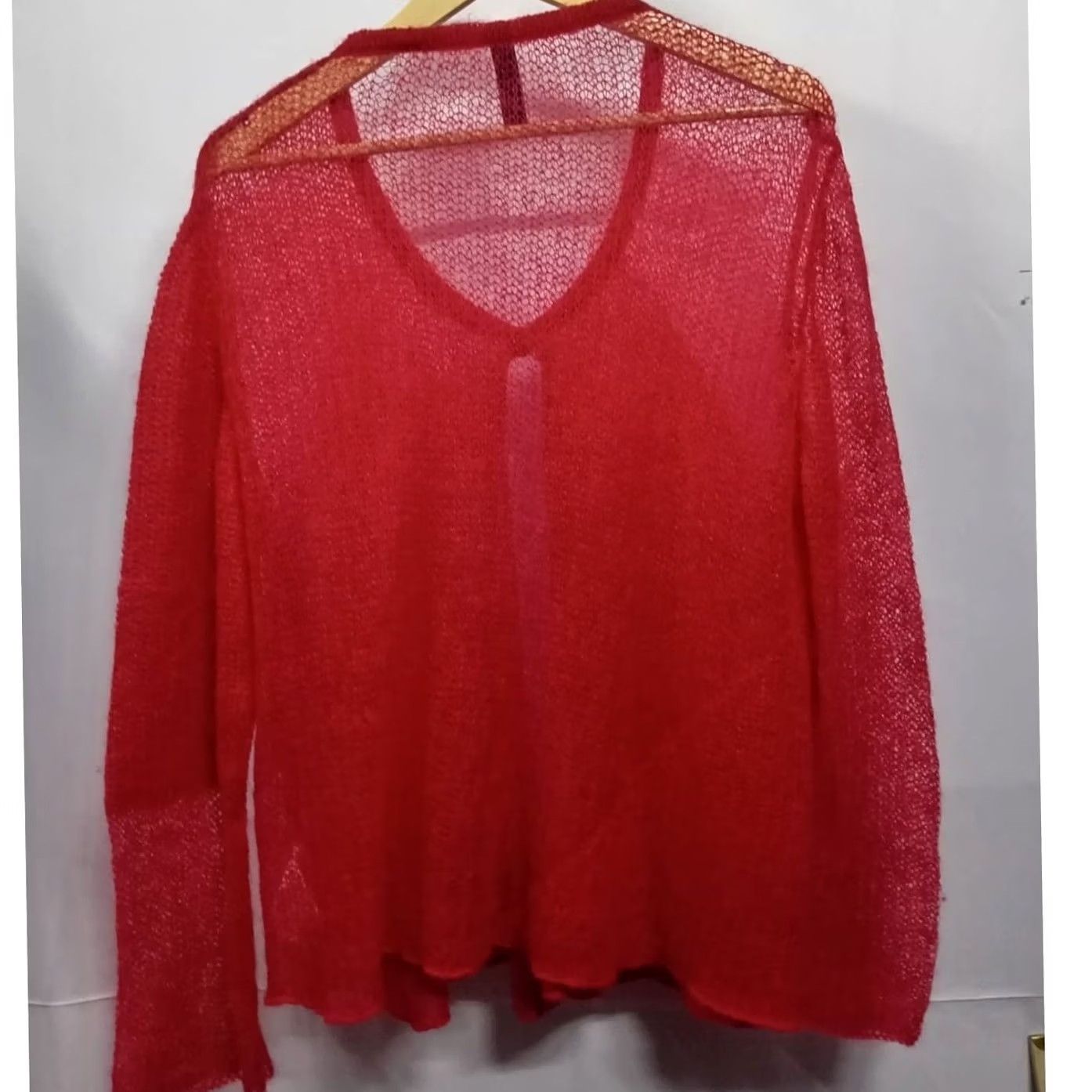 Vintage Hauber Cardigan Red Solid Mohair Blend Knit Size 16 Womens Size XXL / US 16-18 / IT 52-54 - 2 Thumbnail