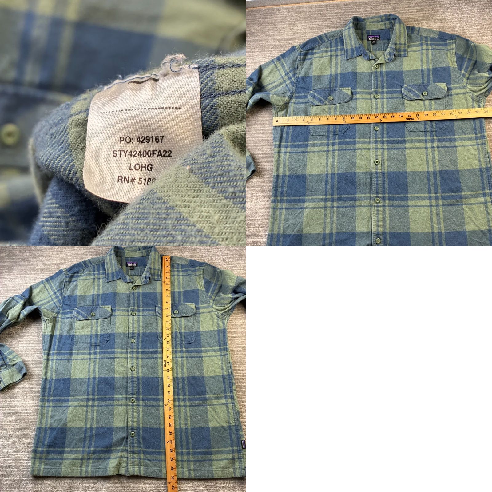 Patagonia Patagonia Shirt Mens 2XL Green Plaid Fjord Flannel Midweight Button Up Organic Size US XXL / EU 58 / 5 - 8 Thumbnail