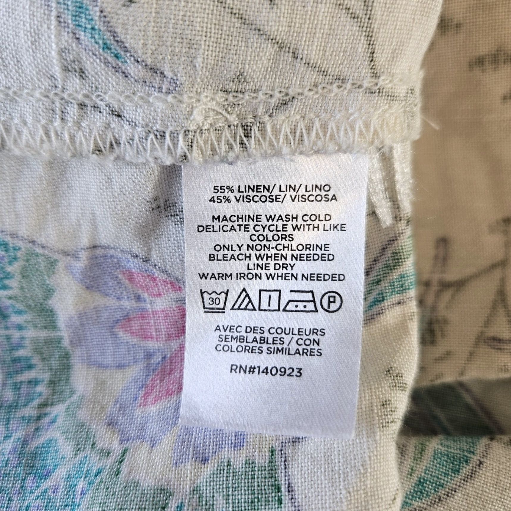 Loft LOFT Ann Taylor Womens Midi Dress S Floral Linen Viscose Belted Green Pink A-Line Short Sleeve 43" Length Womens Size S / US 4 / IT 40 - 5 Thumbnail