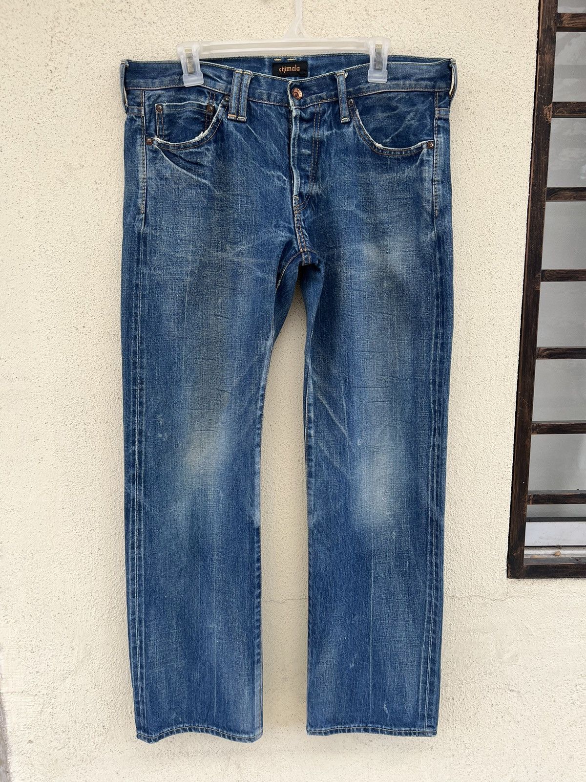 Chimala Chimala Japan Distressed Fade Denim Selvedge Jeans Size US 32 / EU 48 - 6 Thumbnail