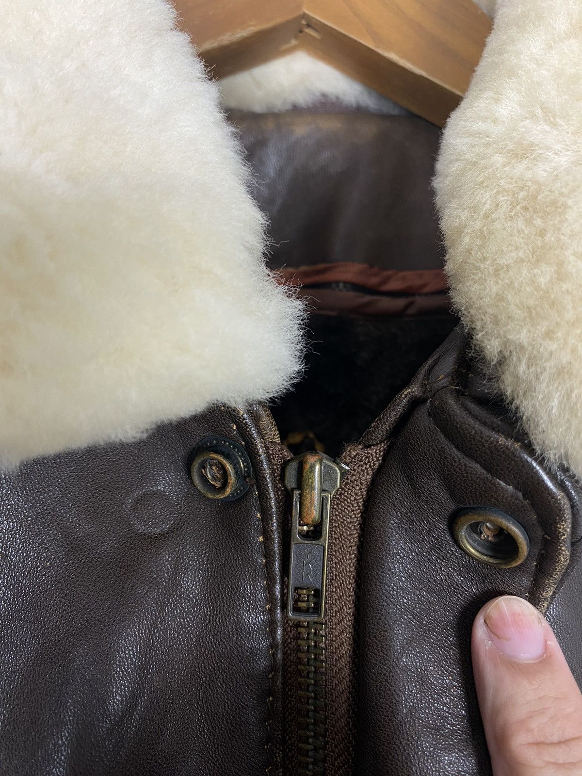 Vintage Rare‼️ Vintage Flight Jacket Sheep Leather Fur Colar Size US M / EU 48-50 / 2 - 7 Thumbnail