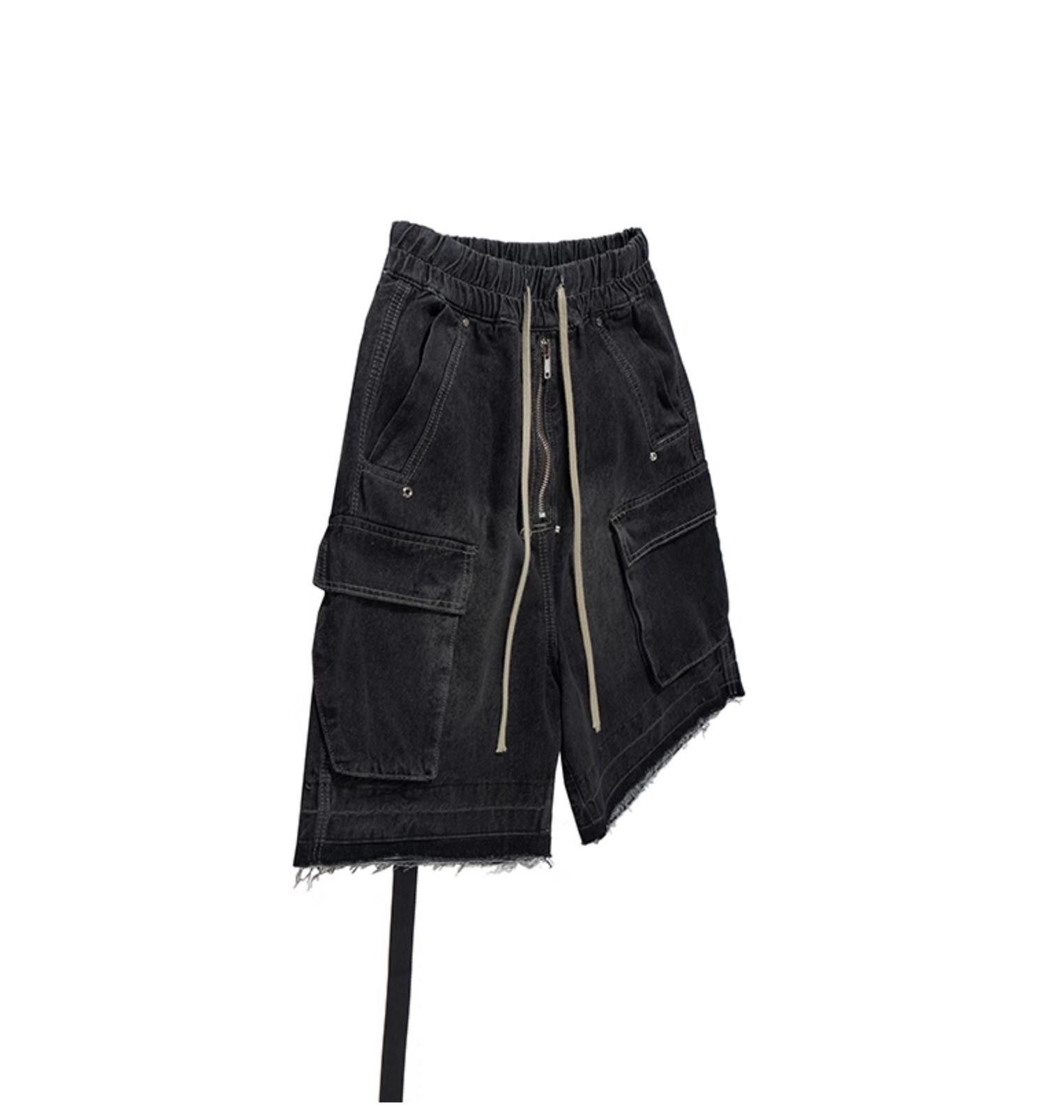 Vintage Black Cargo Denim Shorts with Elastic Waistband Size US 32 / EU 48 - 5 Thumbnail