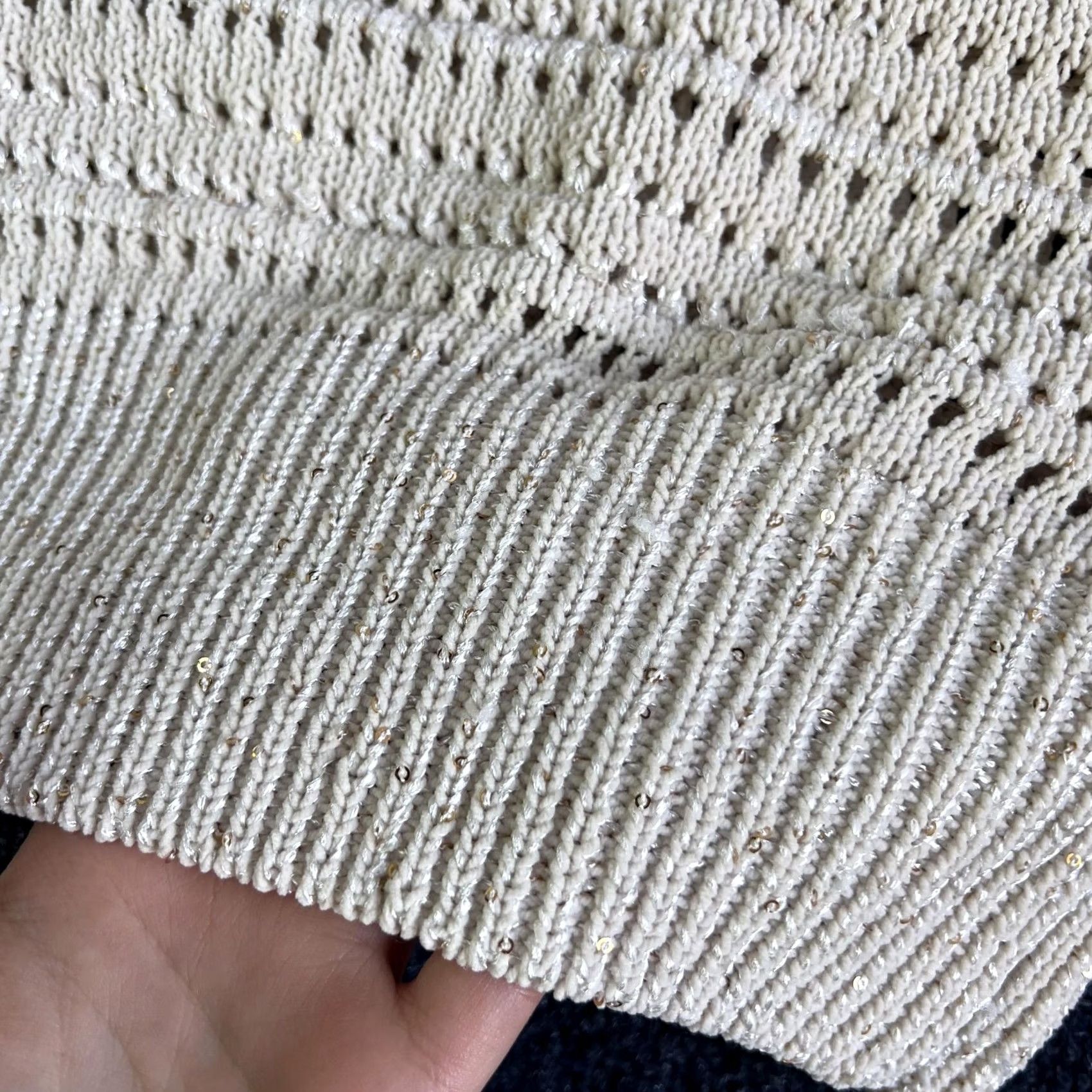 Joie VINTAGE Joie Sweater Womens XL Beige Open Knit Sleeveless Metallic Sparkle Top Size XL / US 12-14 / IT 48-50 - 2 Thumbnail