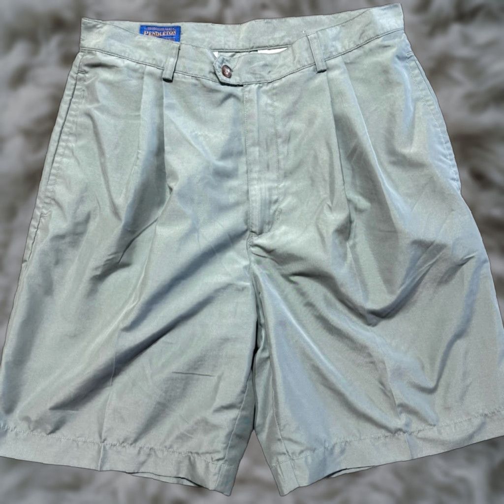 Pendleton Pendleton Mens Shorts Size 34 Pleated Green 9" Lightweight Polyester Chino FLaw Size US 34 / EU 50 - 1 Thumbnail