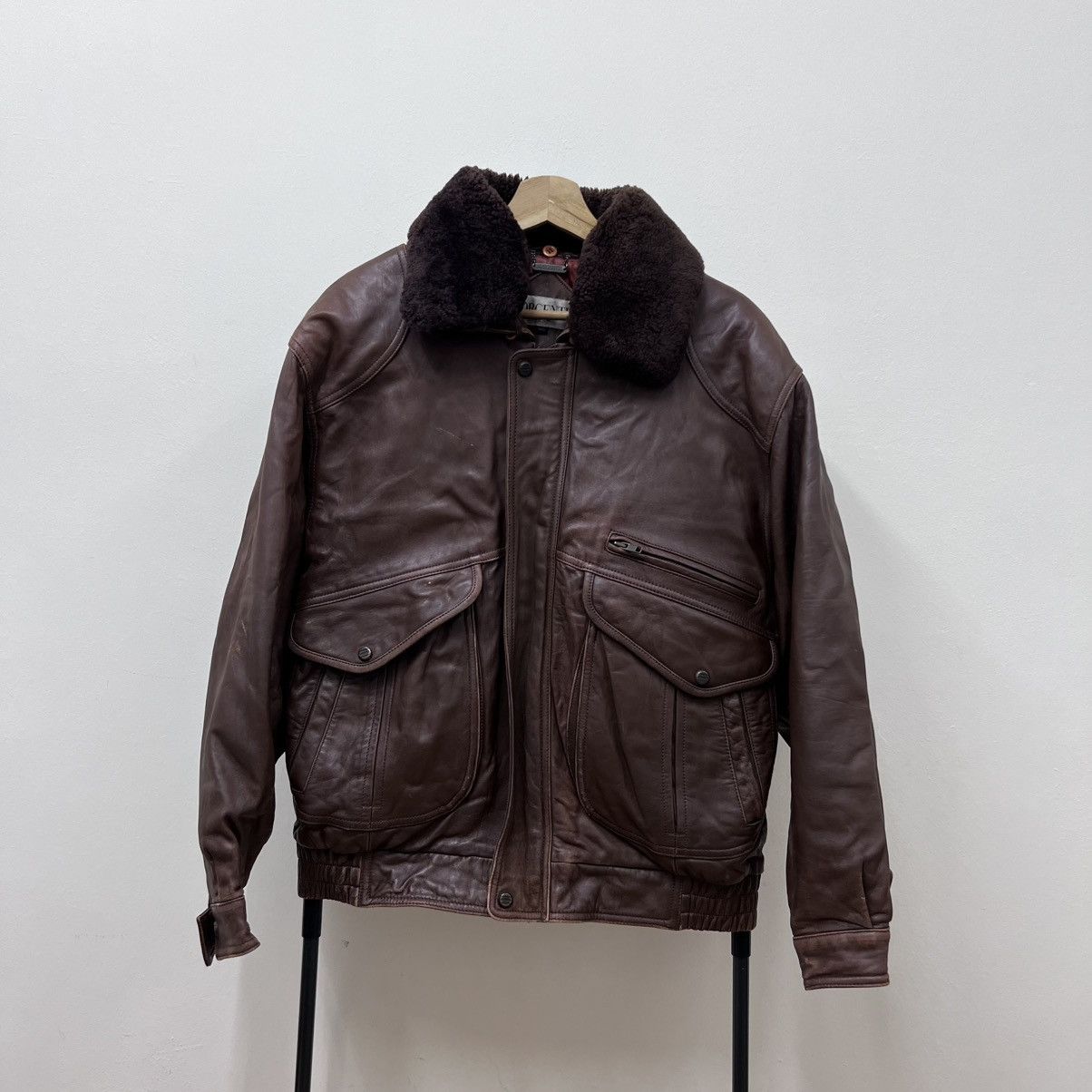 Leather Vintage Classic Aviator Leather Shearling Collar Jacket Size US XL / EU 56 / 4 - 1 Thumbnail