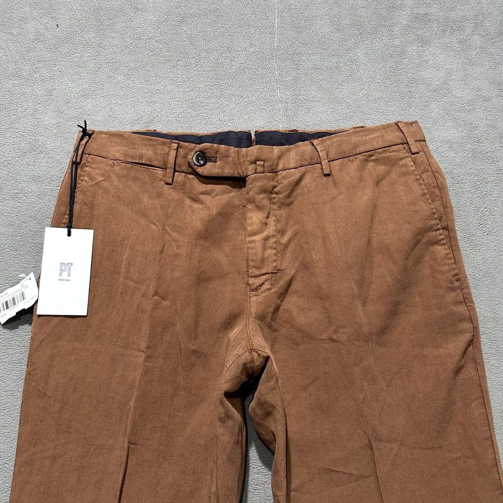 PT Torino NWT PT Torino Pants Mens IT 48 Slim Orange Linen Trouser Slim Chino Flat Front 32 Inseam 34.5" Rise 9" Cotton Linen Solid 34" Auto Size US 32 / EU 48 - 3 Thumbnail
