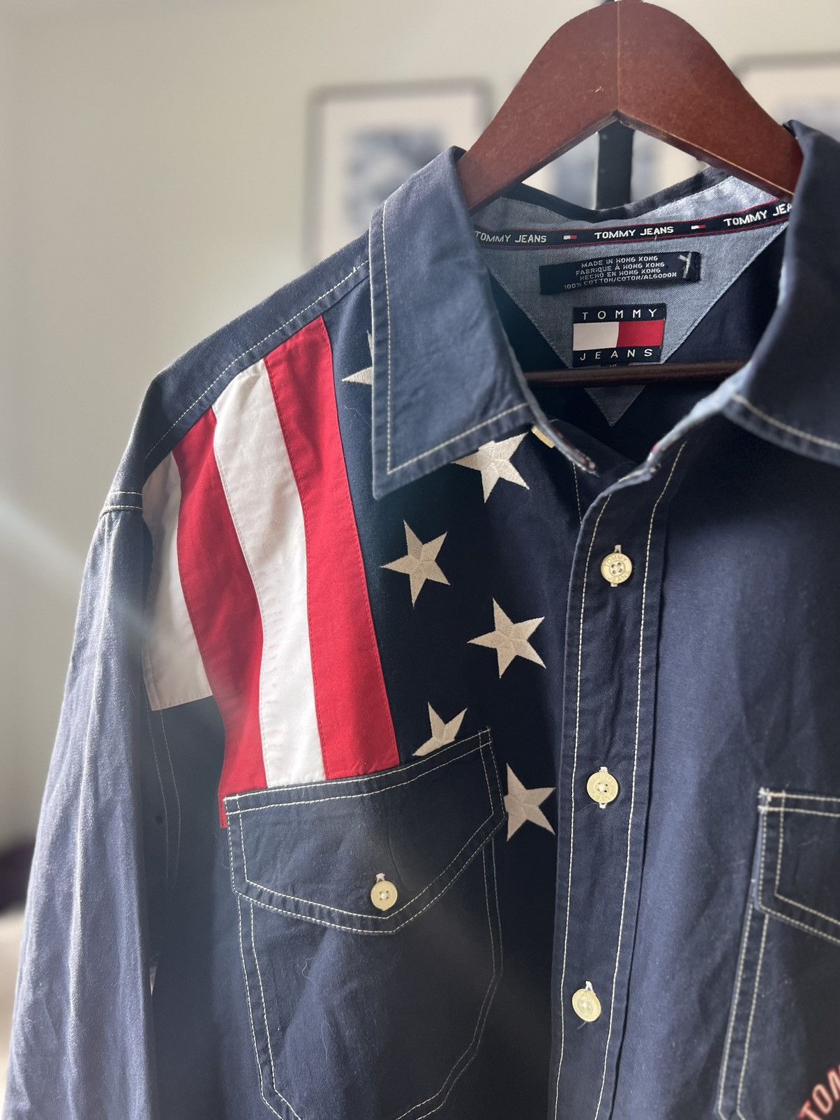 Tommy Hilfiger × Vintage Vintage 90s Tommy Hilfiger Jeans USA Button Up Shirt Collar Size US XL / EU 56 / 4 - 4 Thumbnail