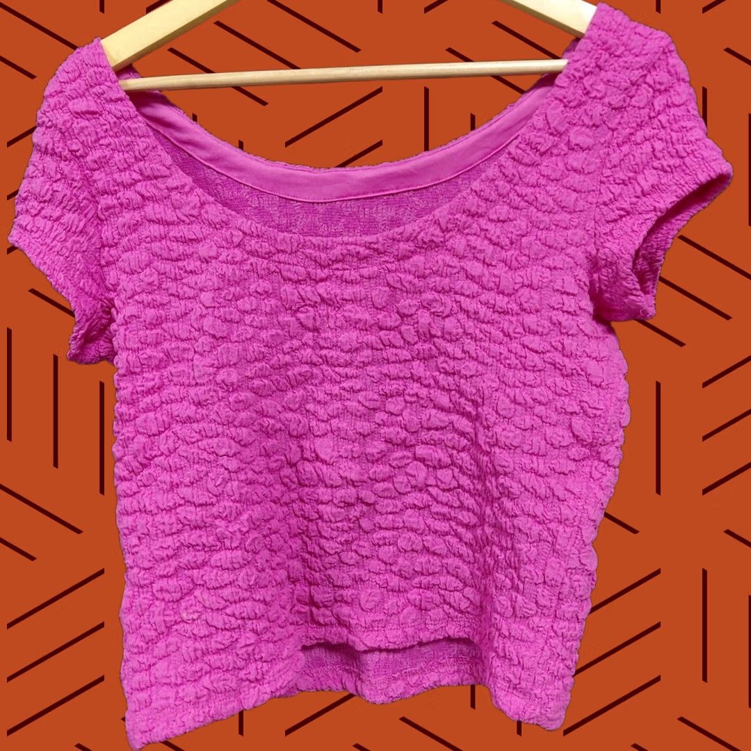 Anthropologie Maeve by Anthropologie Pink Textured Top Solid Short Sleeve Women Size XS Size XS / US 0-2 / IT 36-38 - 1 Thumbnail