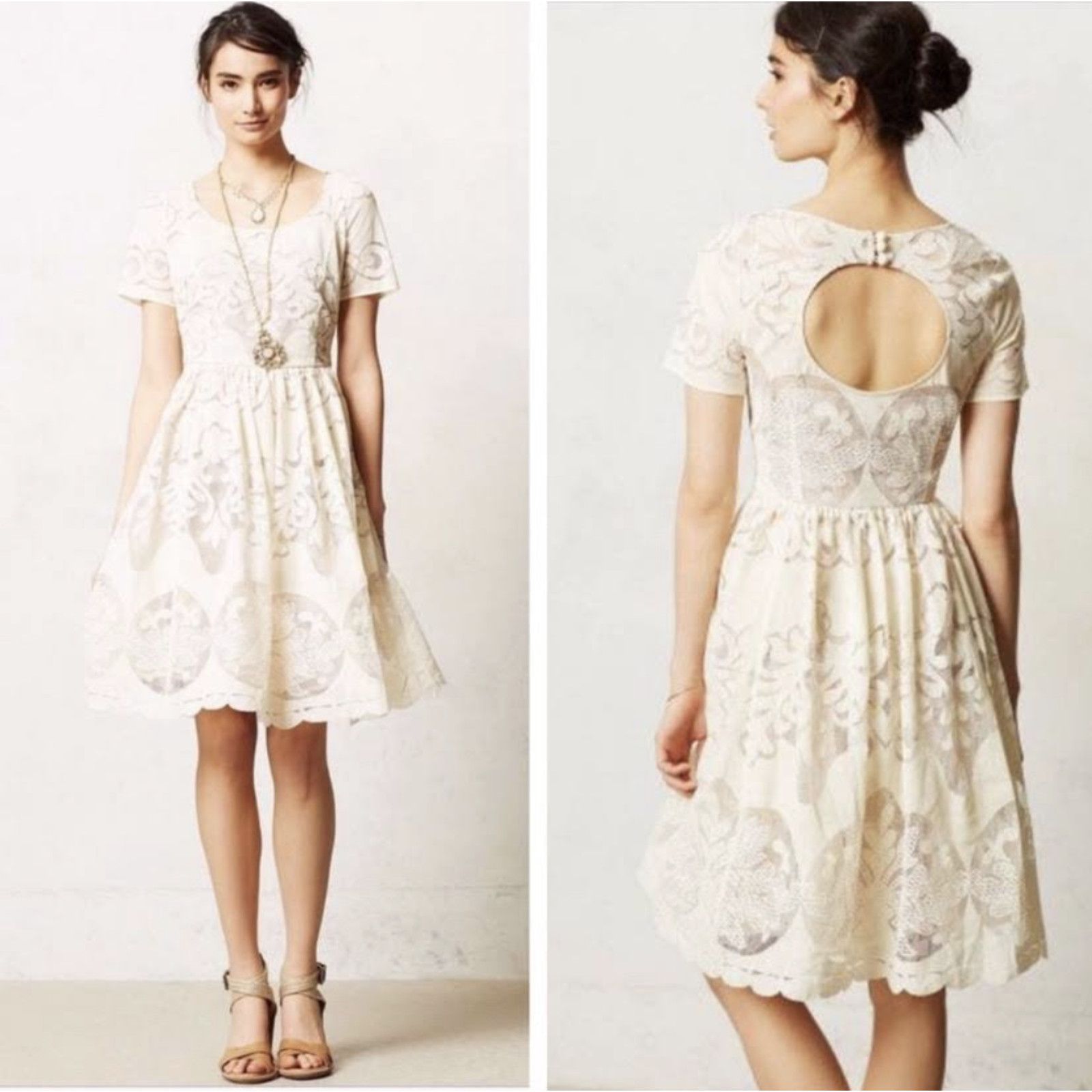 Plenty By Tracy Reese Short Sleeve Lace Fit And Flare Dress