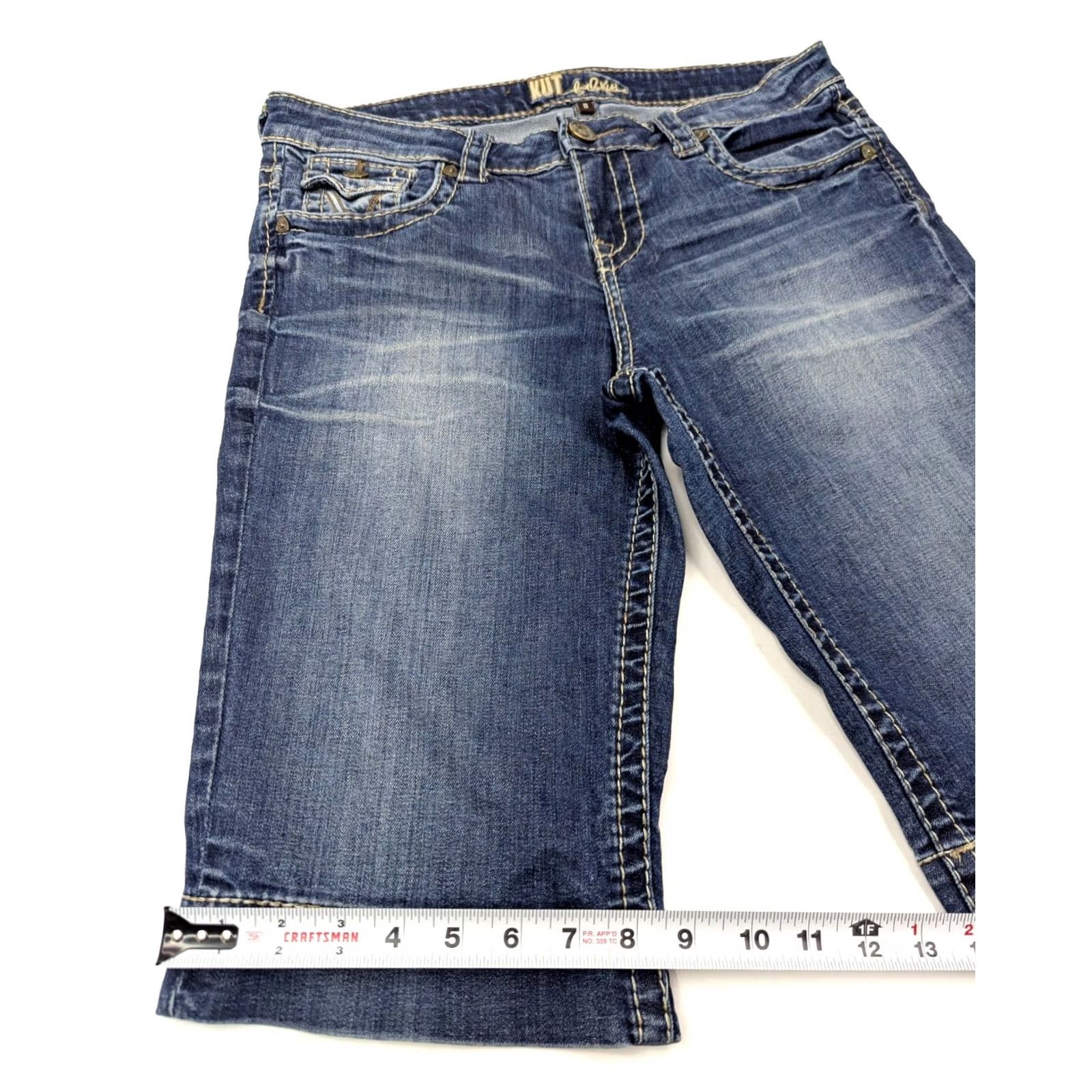 Vintage KUT from the Kloth Bermuda Shorts Women 8 Knee Length Denim Blue 32x14 Mid Rise Button Zipper 5-Pocket Stretch Classic Casual Size 30" / US 8 / IT 44 - 3 Thumbnail