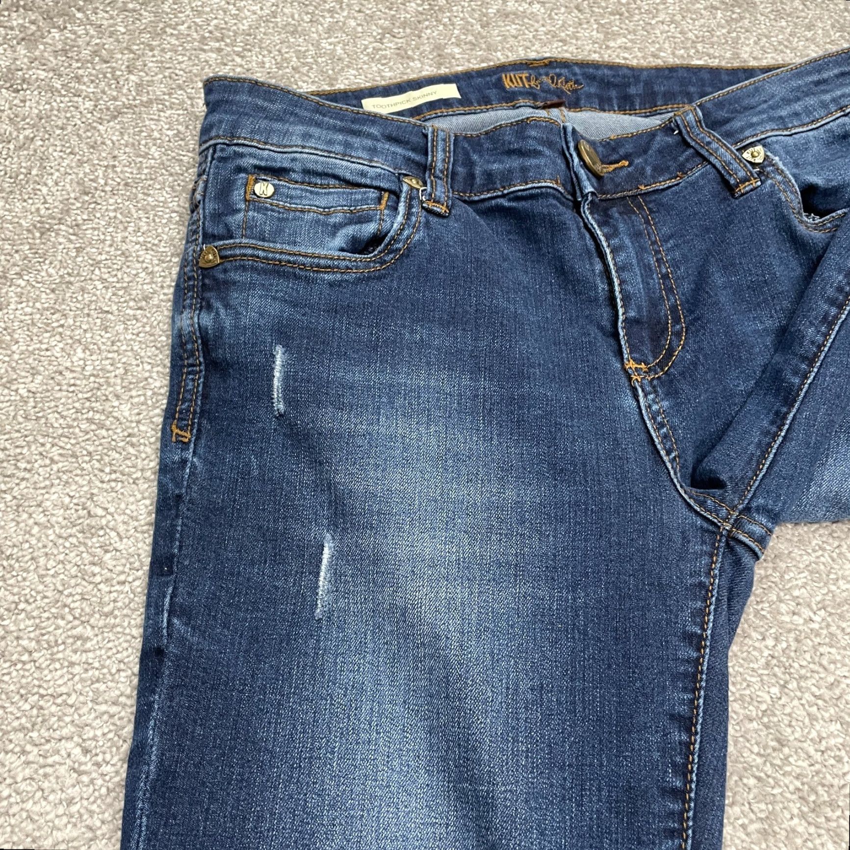 Vintage VINTAGE KUT From The Kloth Womens Skinny Denim Jeans 4S Blue Distressed 28-Inch Inseam Size 27" / US 4 / IT 40 - 7 Thumbnail
